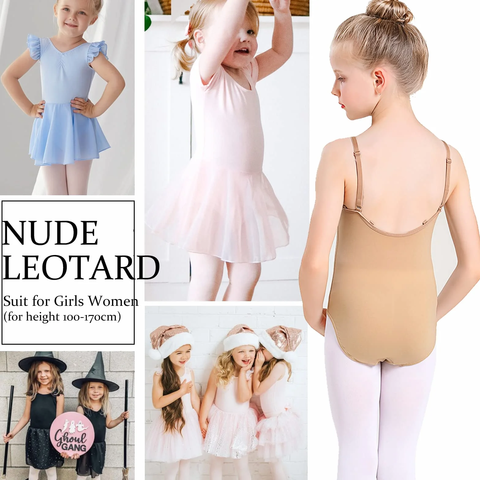Justaucorps de Gymnastique Nu Sans Couture avec Bretelles Réglables pour Filles