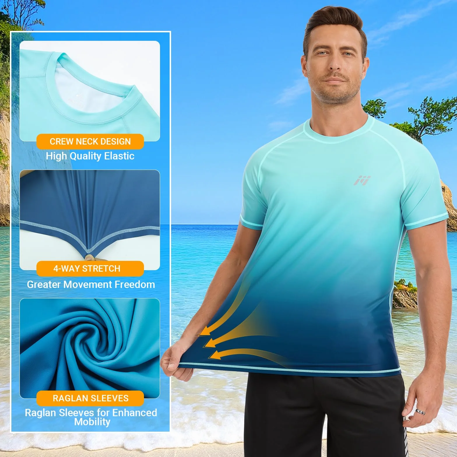 MEETWEE Rashguard UPF 50+ T-Shirt de Natation à Manches Courtes pour Homme - Séchage Rapide - Léger et Respirant