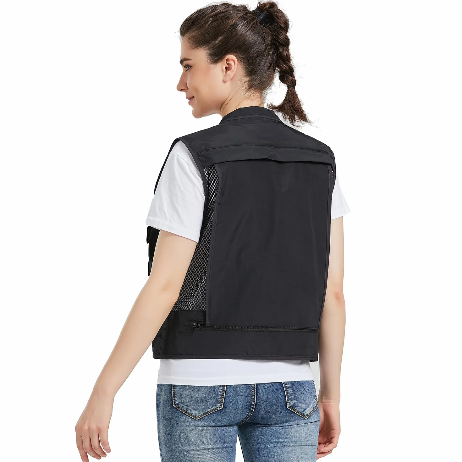 Ziker Gilet de pêche en maille respirante pour femme avec poches