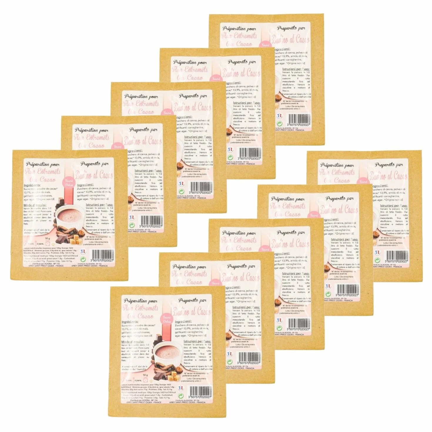 Lot 10x Flan au chocolat - sachet 50g