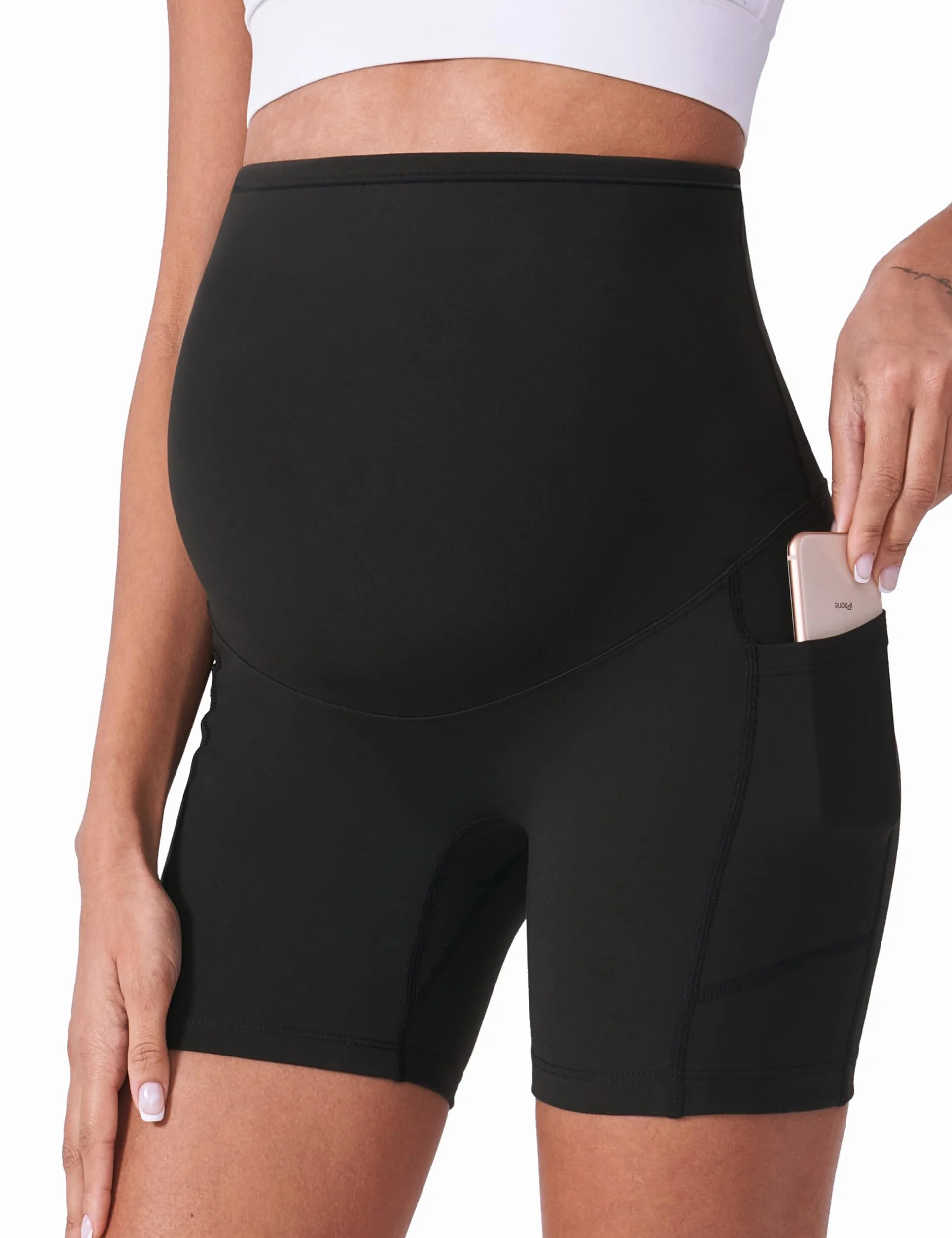 Short de maternité POSHDIVAH pour femme, legging au-dessus du ventre, entraînement yoga été grossesse, 12,7 cm