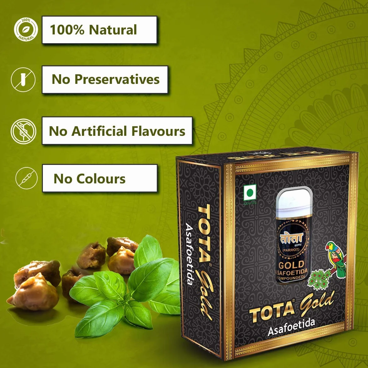 Tota Heeng Pure Lot de 2 cristaux dorés 100 % purs 14 g
