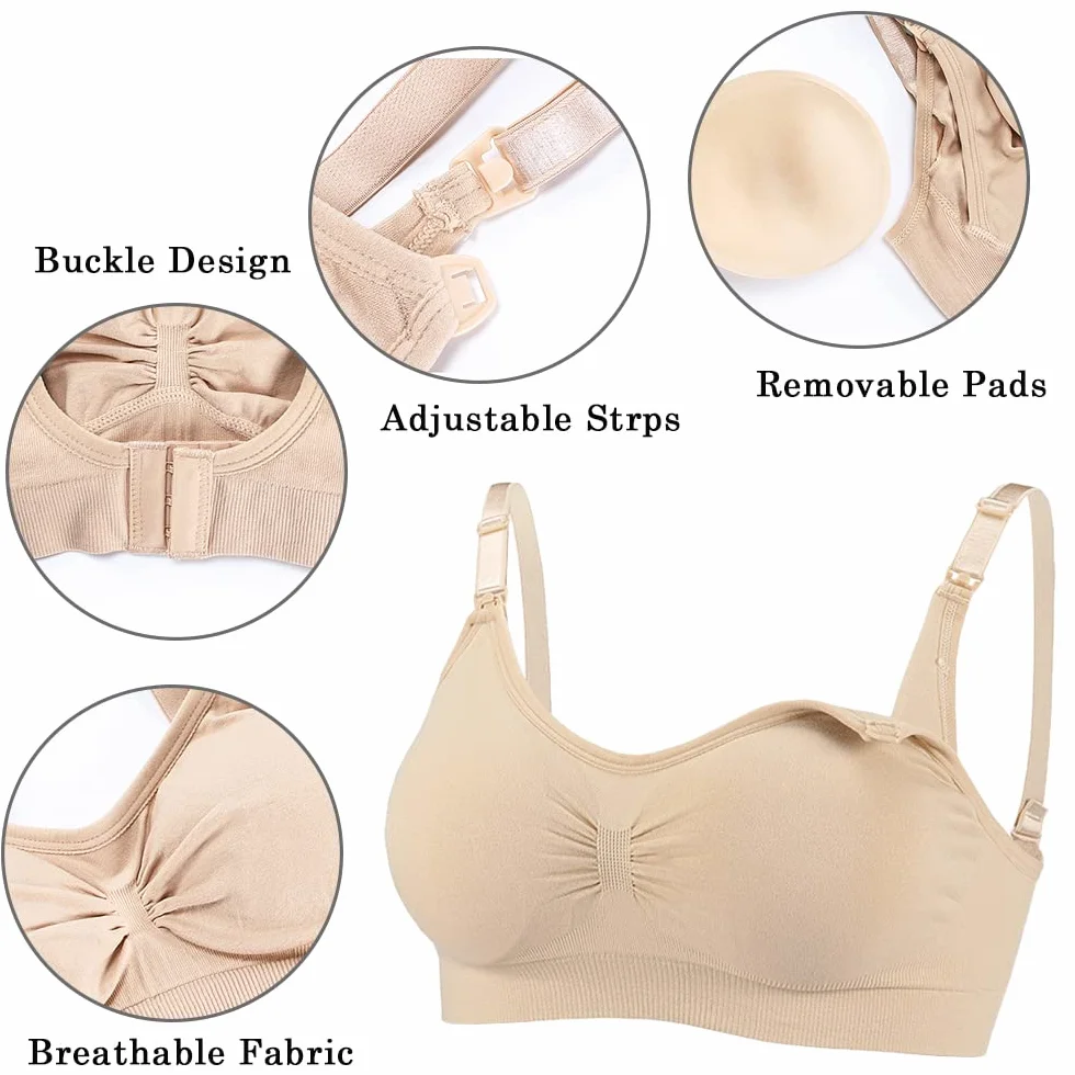 Bysion Soutiens-Gorge Maternité sans Fil d'allaitement Brassière Lot de 3