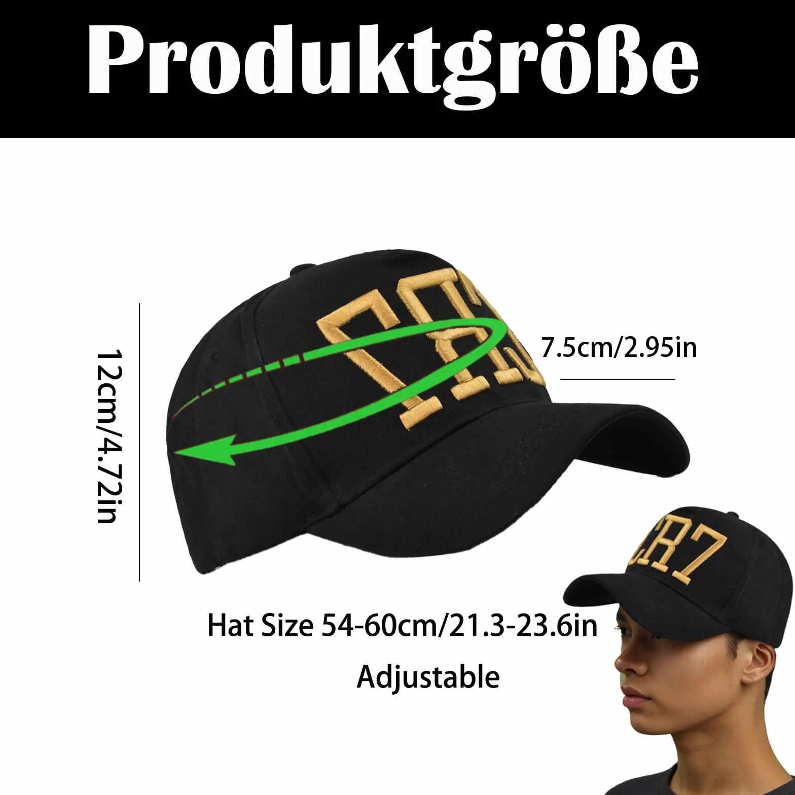 Casquette de baseball réglable Ronaldo pour enfants garçons 54-60 cm