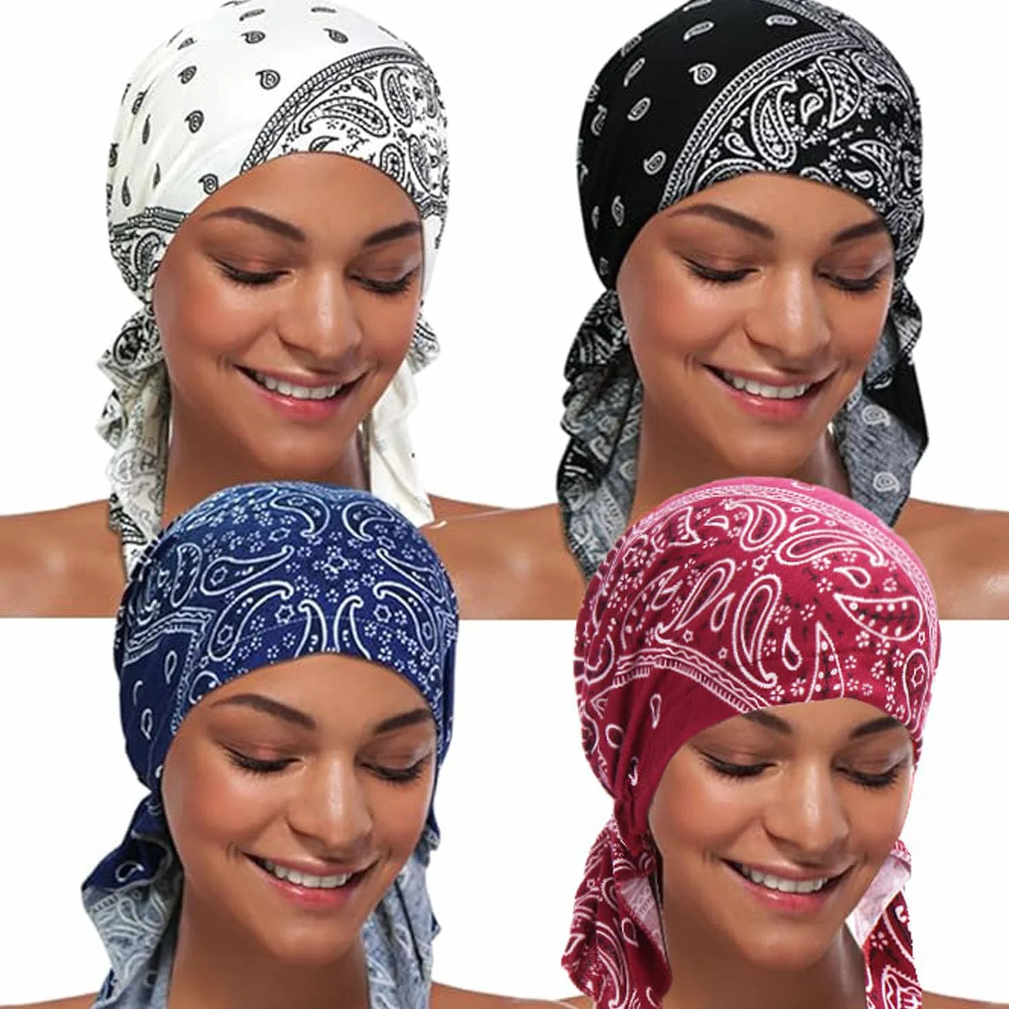 Bonnet chimio pour femme turban pré-noué bandana perte de cheveux