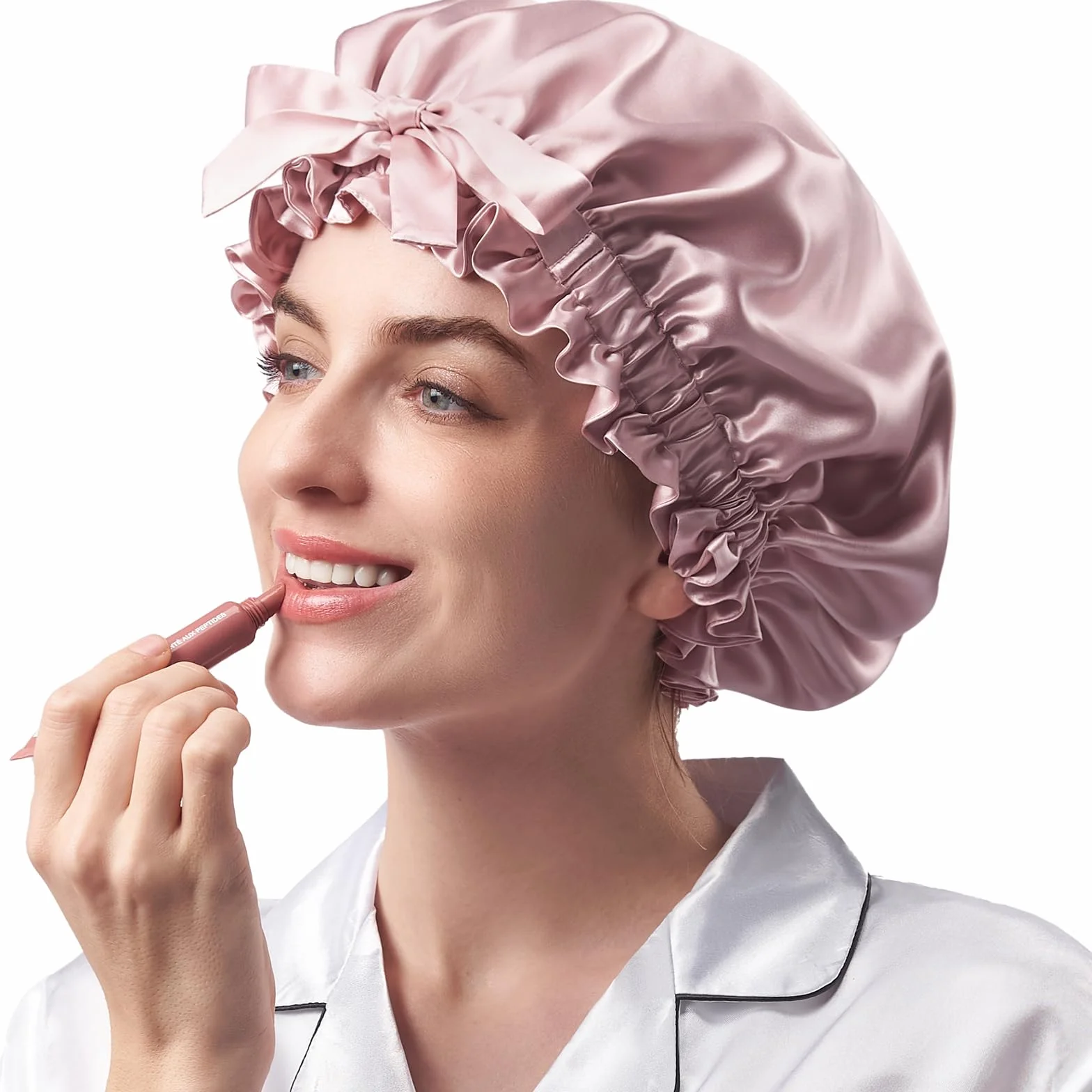 Umisleep Bonnet 100% Soie de mûrier réversible 22 Momme Volants Cheveux bouclés – Doux Respirant Bande réglable Nuit