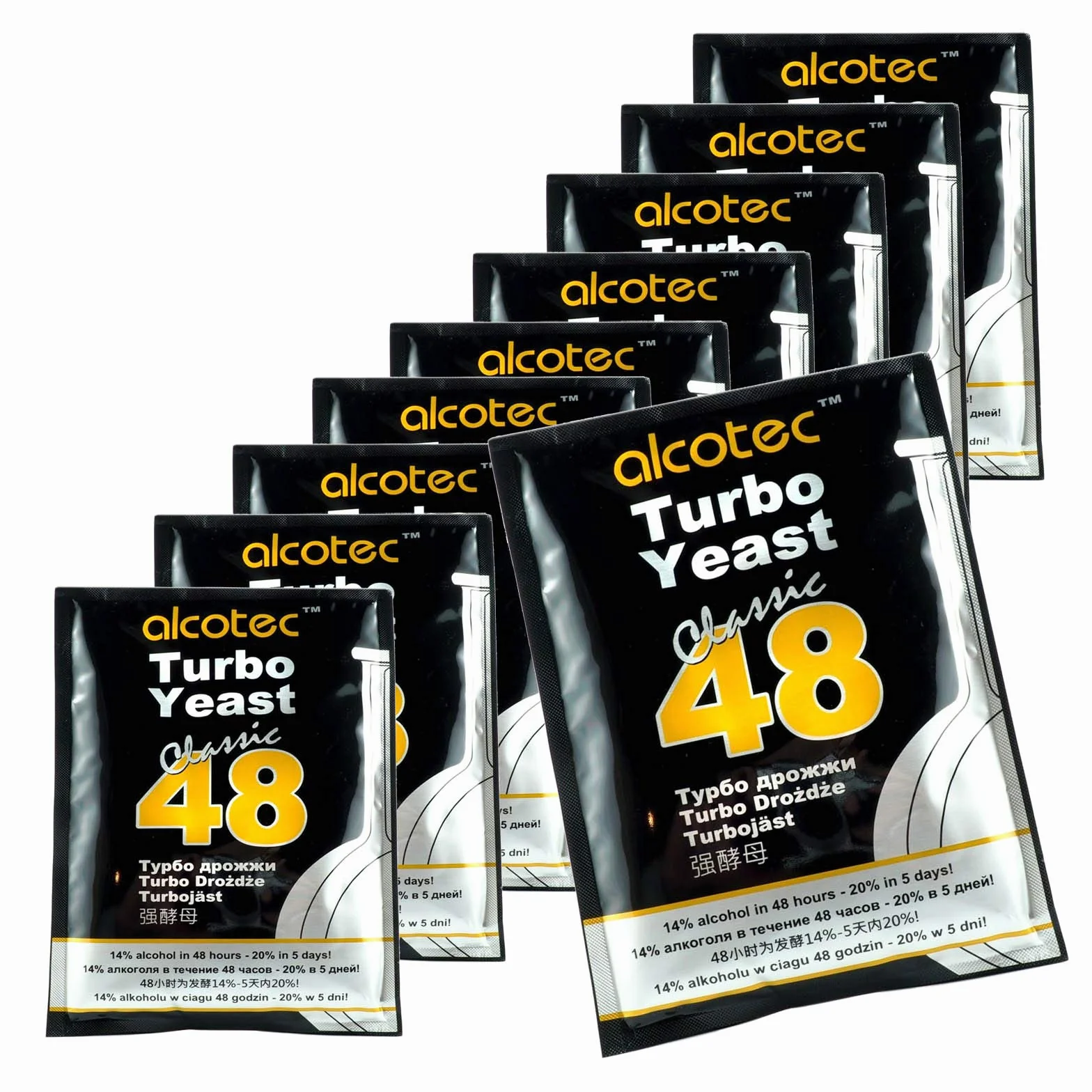 10 x Alcotec Classic 48 - Turbo Yeast, Vodka Yeast, Yeast for Mash