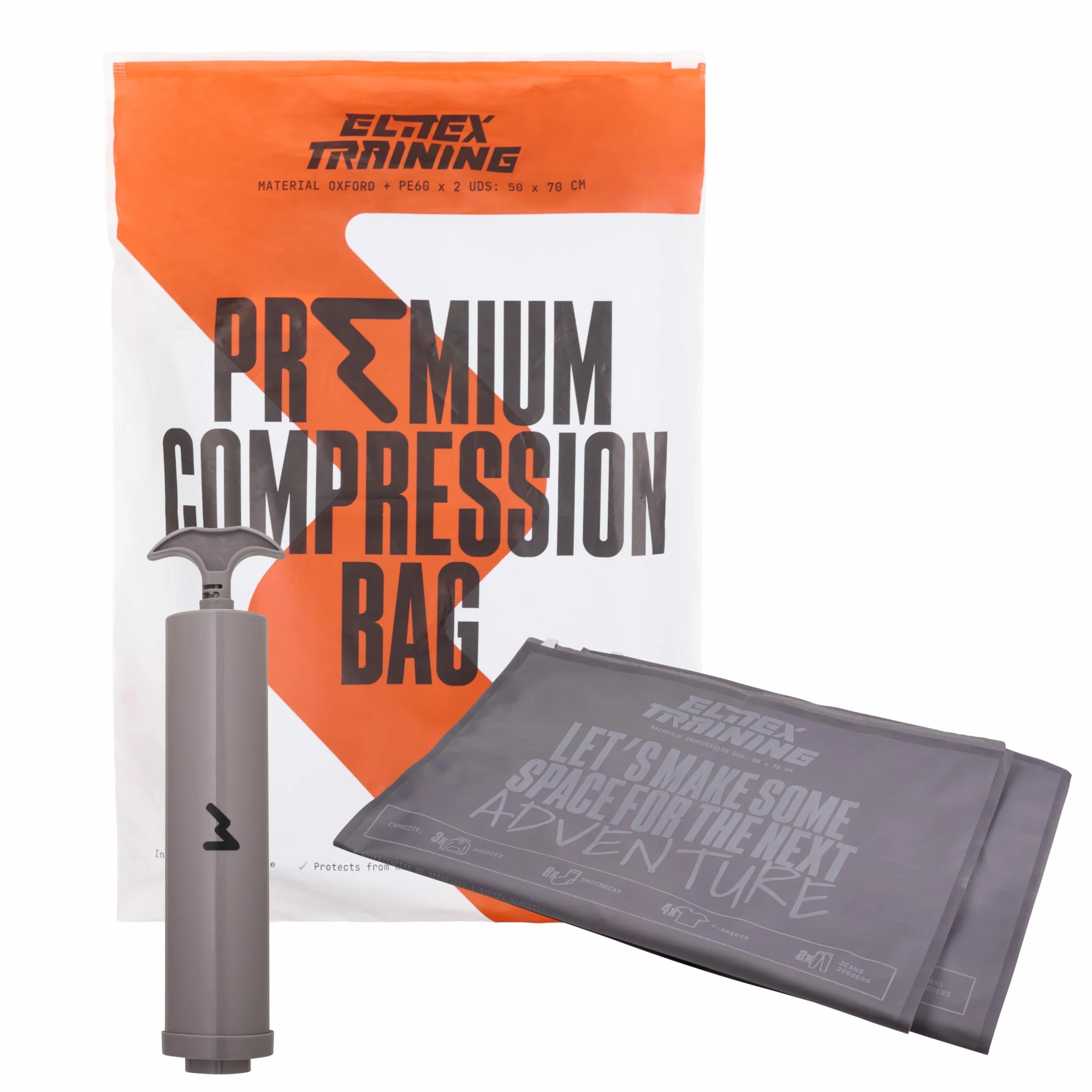 Elitex Sac de compression 50 x 70 cm avec pompe manuelle Lot de 2
