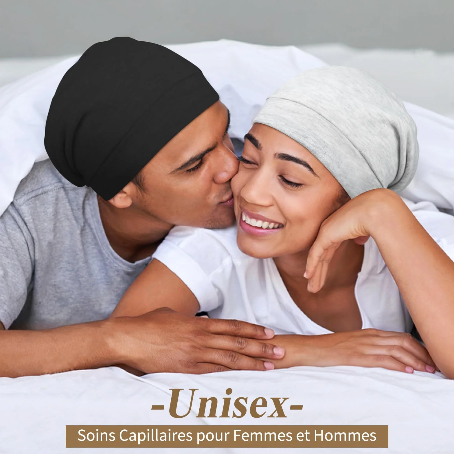 Bonnet Satin Cheveux Nuit Unisexe Slouchy Beanie Doublure Satin Dormir Soin Capillaire Soie Tricoté Doublé Soie