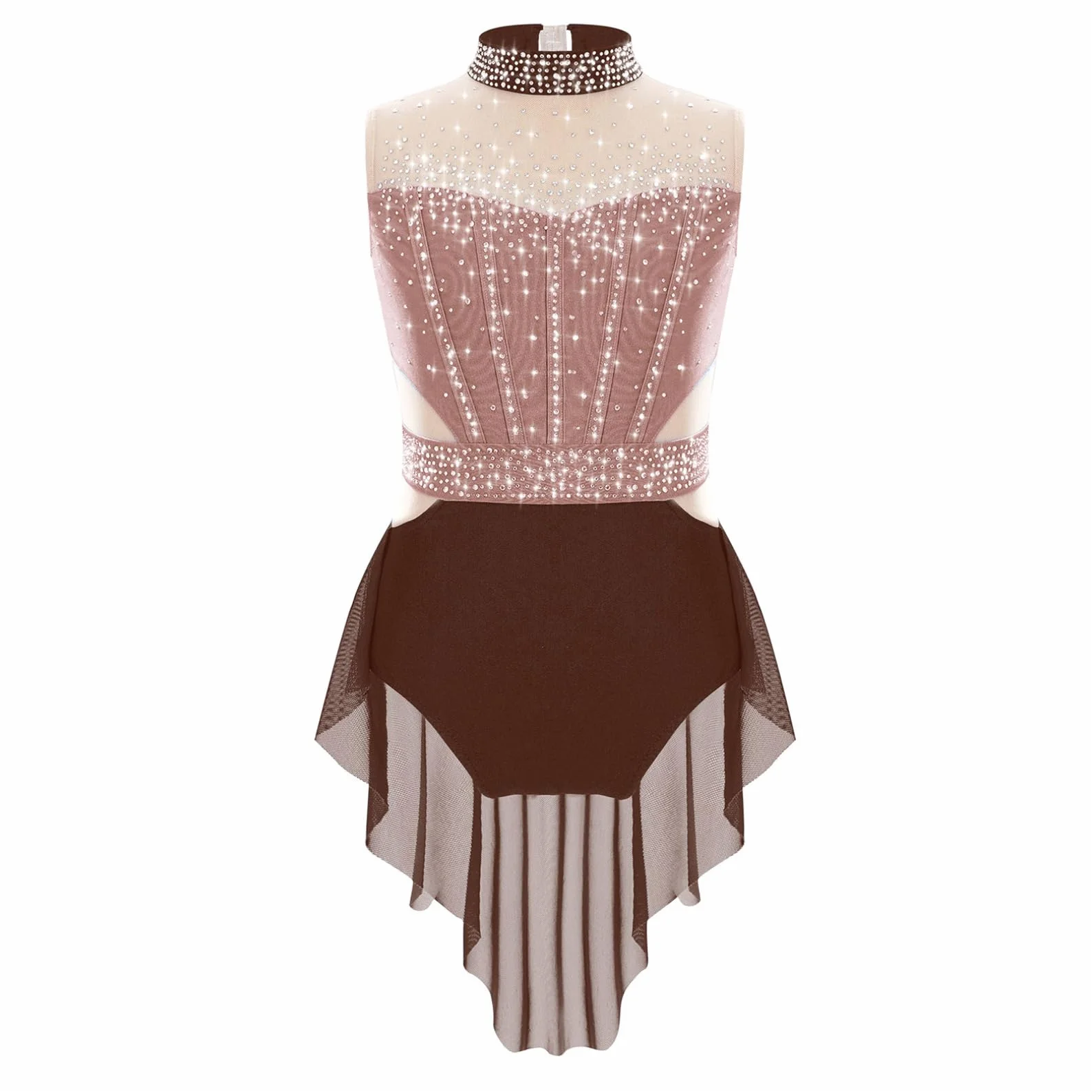 Robe Patinage Artistique Justaucorps Gymnastique Danse Strass Tenue Danse sur Glace Costume 5-16 Ans