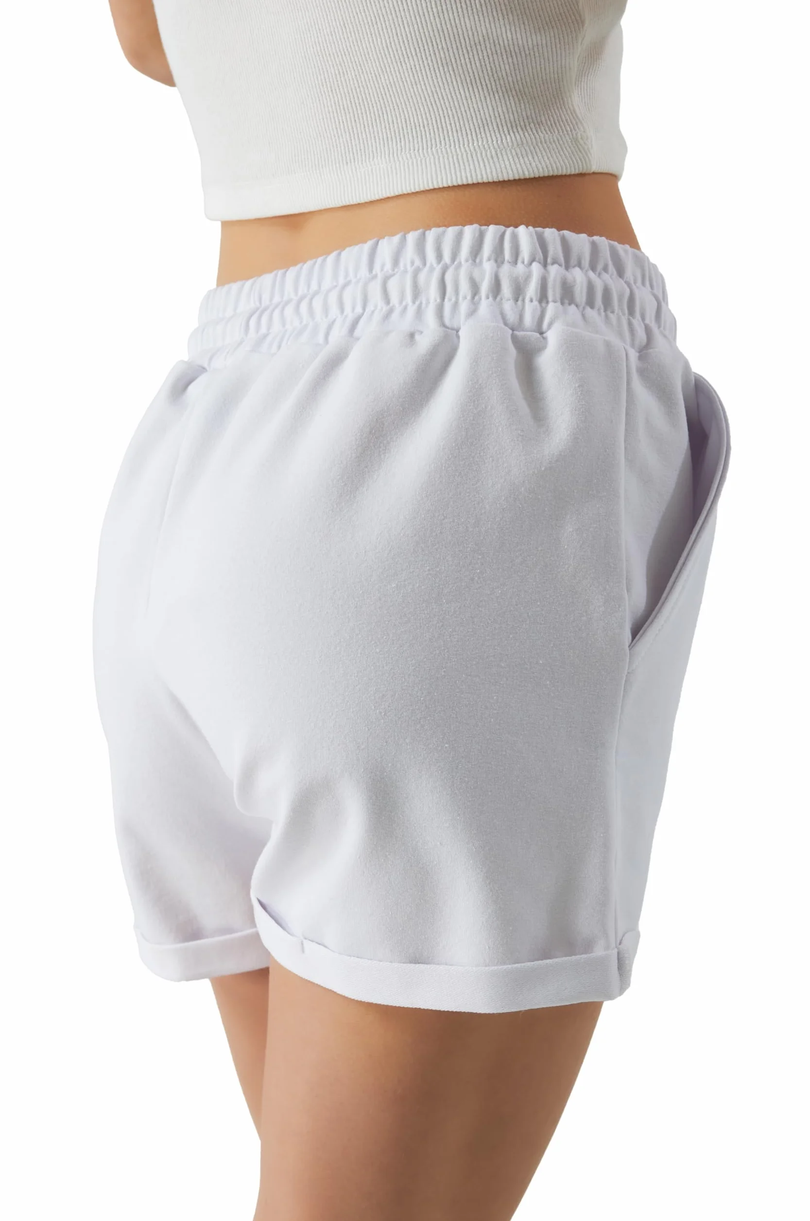 Smith & Solo Short Sport Femme en Coton, Taille Haute, avec Poches, pour Jogging Yoga Fitness