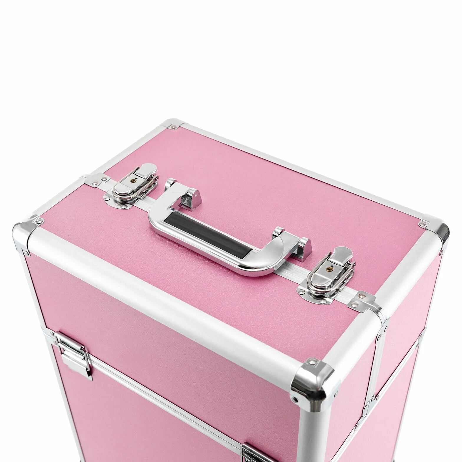 Valise cosmétique à roulettes en aluminium 4-en-1 verrouillable roues pivotantes 360° voyage