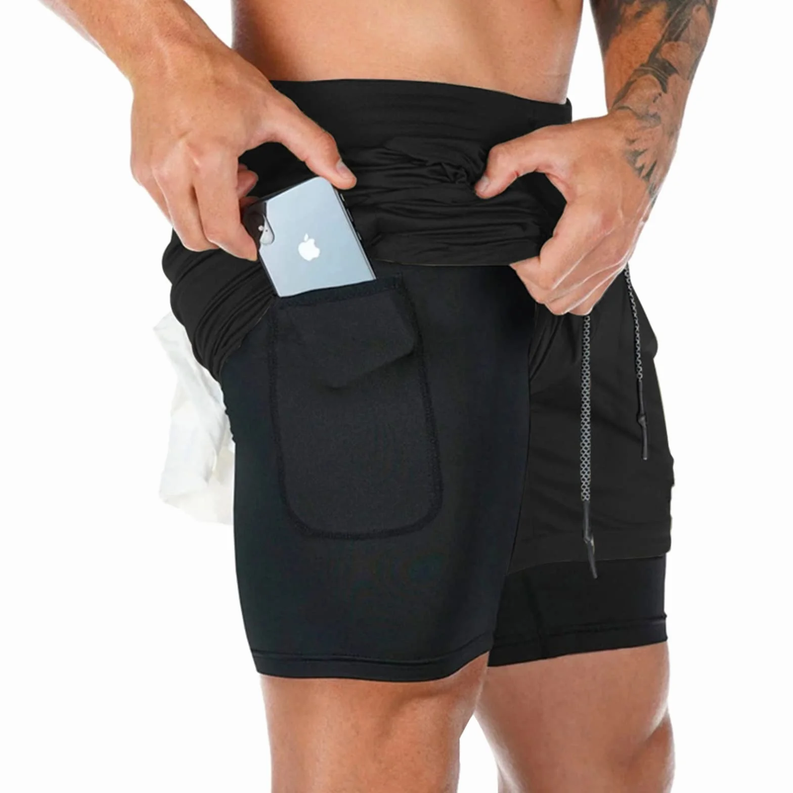 Superora Shorts d'Entraînement Sport Fitness Homme 2-in-1 Double Couche