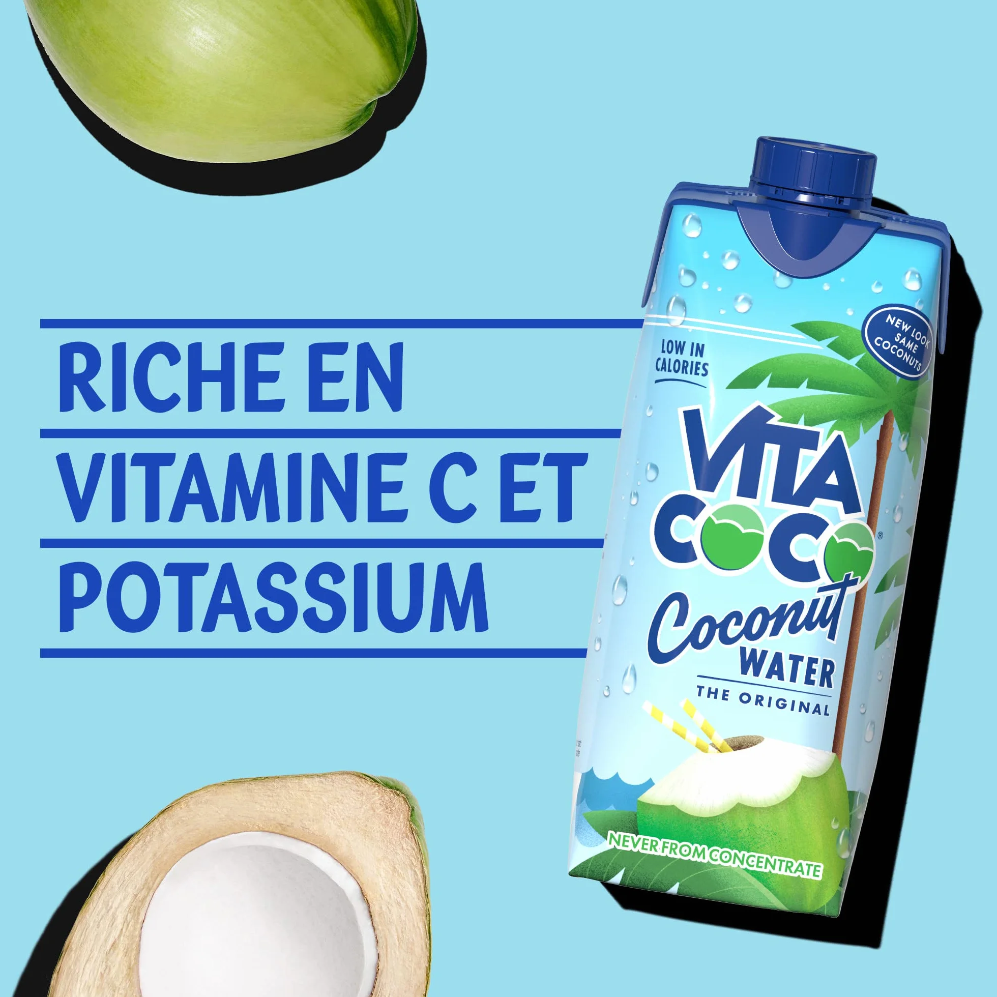 Vita Coco - Eau De Coco Pur (330ml x 12) - Naturellement Hydratante - Remplie D'électrolytes - Sans Gluten - Plein De Vitamine C Et De Potassium | Sans Gluten | Source De Potassium | Faible En Calories | Rafraîchissant Et Désaltérant | Parfaite pour les S