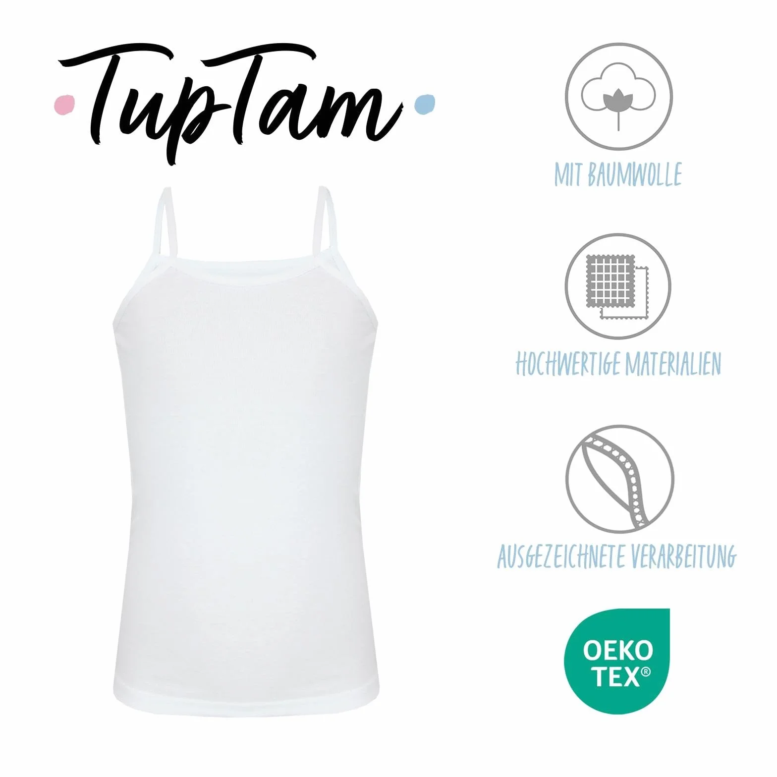 TupTam Lot de 5 Maillots de Corps Fille Débardeur Fines Bretelles Coton Respirant
