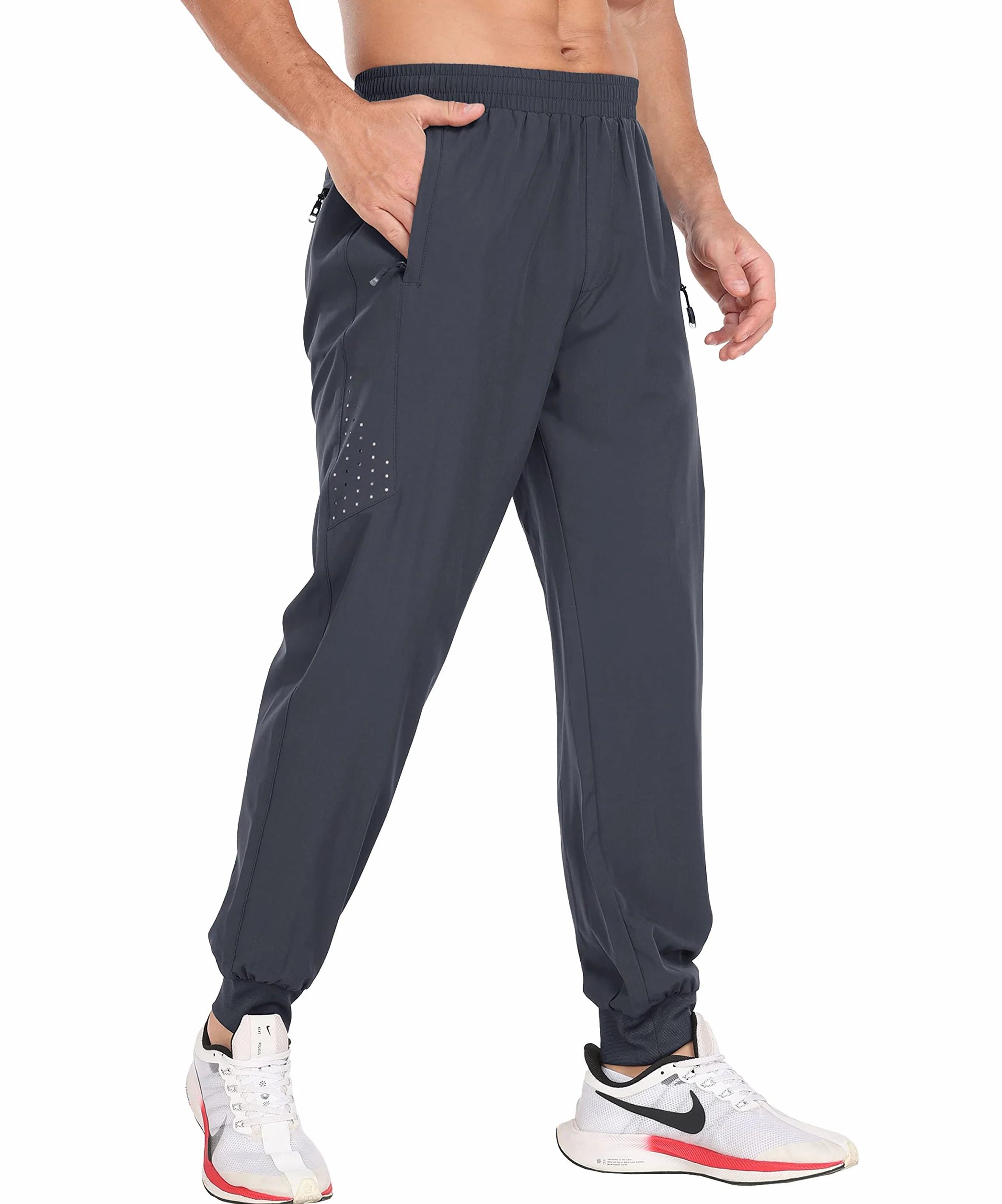 MoFiz Pantalon de Jogging Homme Léger Sport Séchage Rapide avec Poches Zippées
