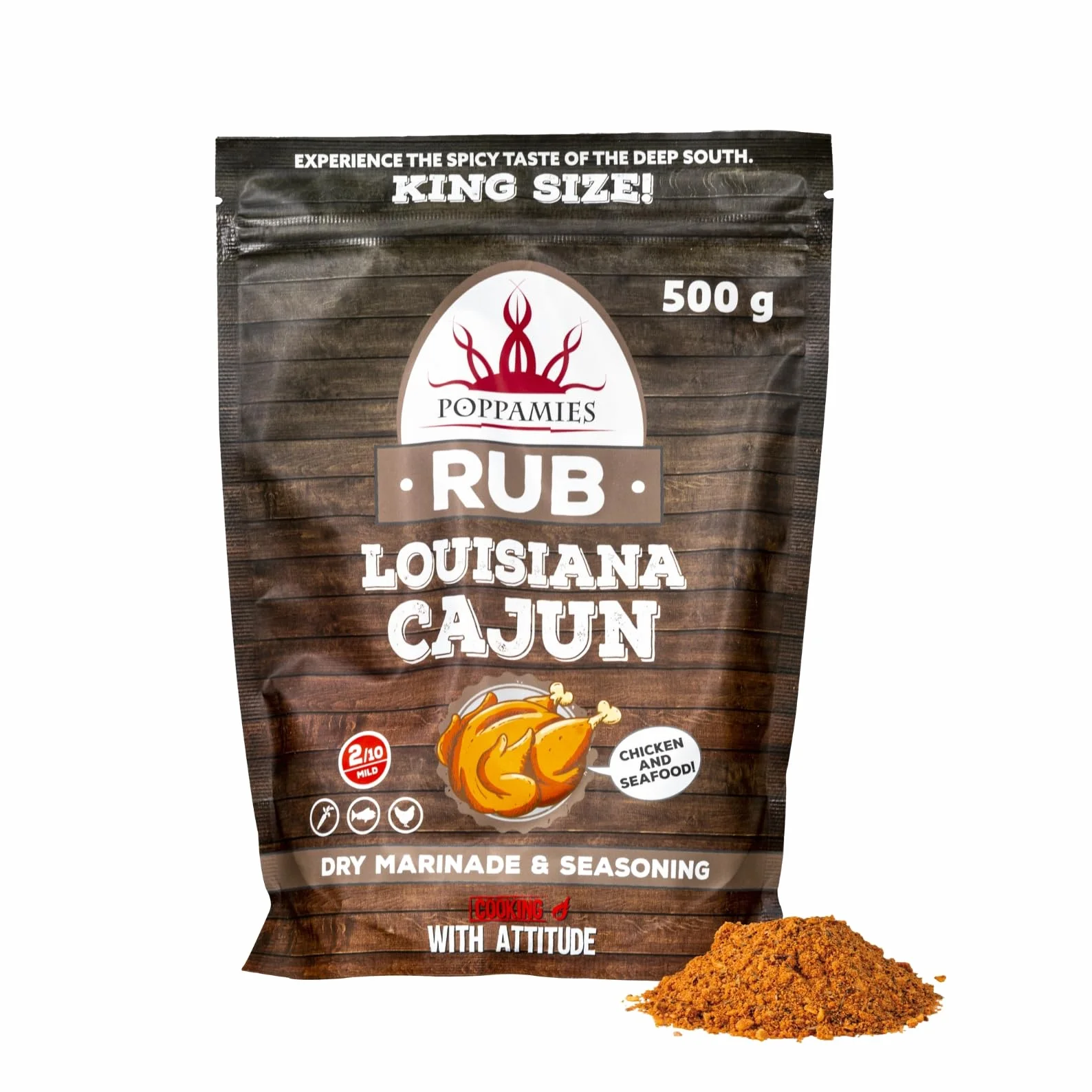 Poppamies Louisiana Cajun BBQ Rub - Assaisonnement BBQ 100% Naturel - Marinade Sèche & Épices - Idéal pour le gril - Grand format (500g)
