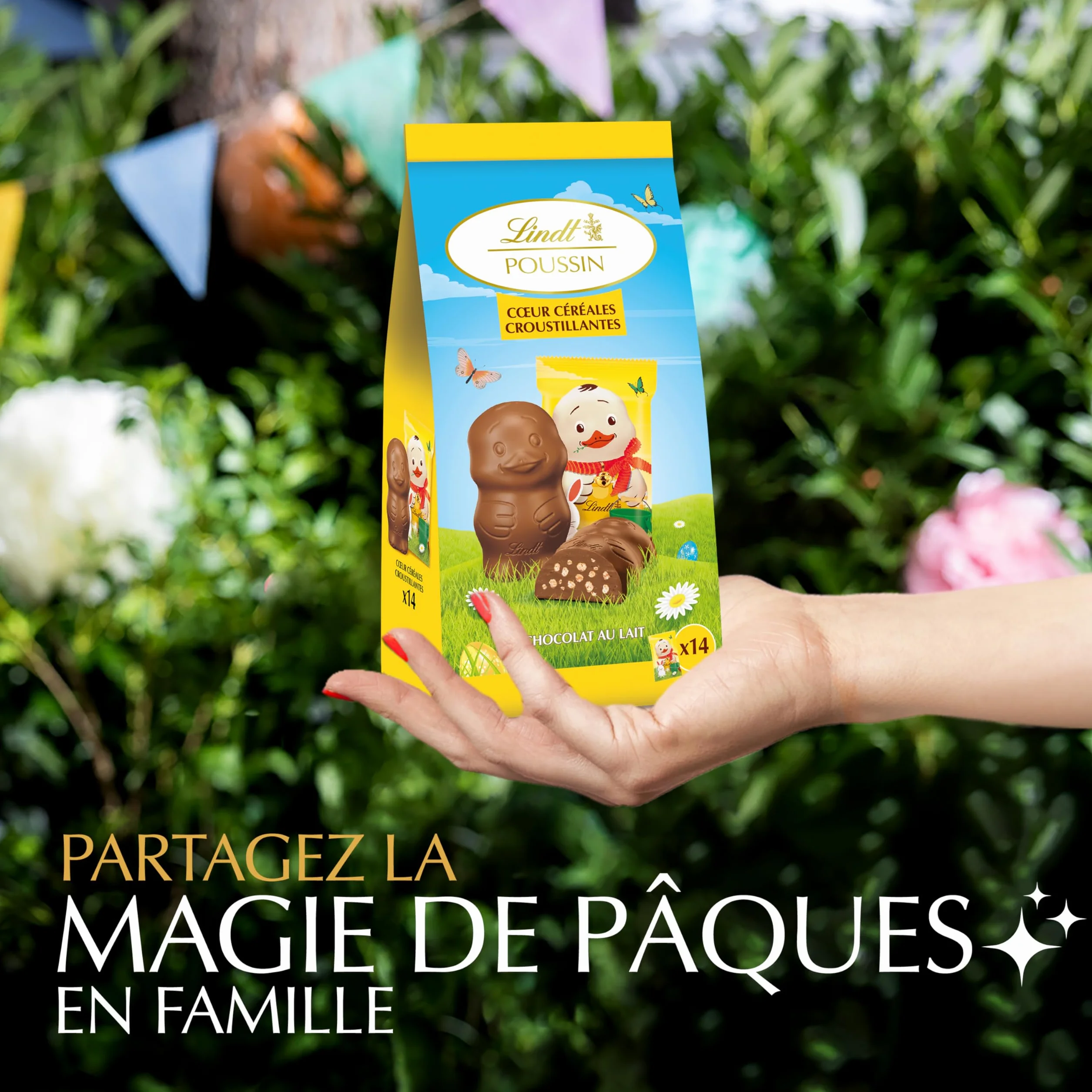 Lindt - POUSSIN - Sachet de Mini-Moulages fourrés - Chocolat au Lait et Céréales Croustillantes - Idéal pour Pâques, 130g