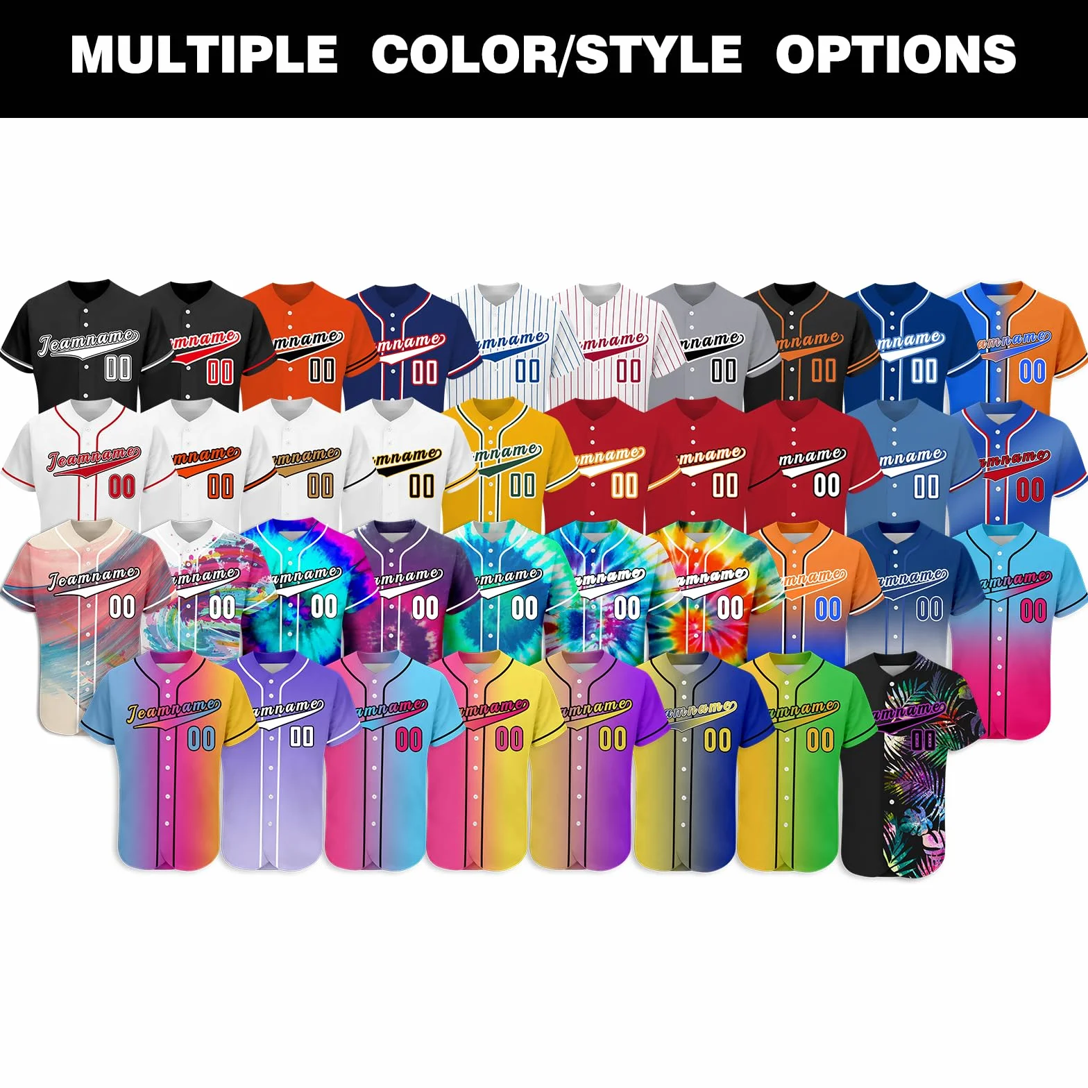 Maillot de Baseball personnalisé Homme Femme Enfant avec nom numéro Logo Couleur 4