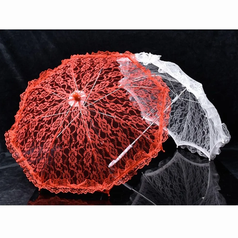 Parapluie Prop Mariage en Dentelle Brodé de Fleurs Fait à La Main Ombrelle Accessoires Photographie