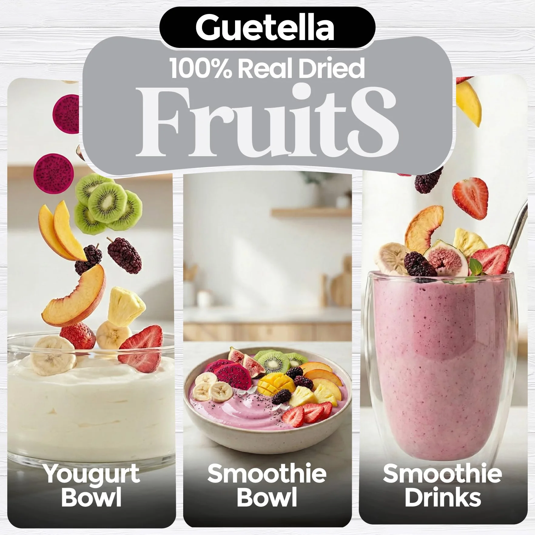 Mélange de fruits lyophilisés, tranches de fruits, 100% fruits séchés, naturel, sans additifs, qualité supérieure, mélange de fruits en tranches, végétalien, collation, pur fruit