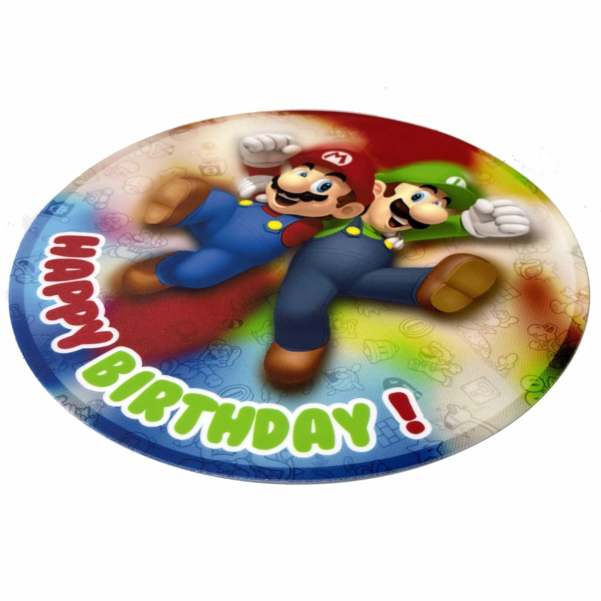 Decoration Gateau Anniversaire - Decoration Gateau Fondant Rond Ø 20 cm - Décoration Coméstible - Mario Bros