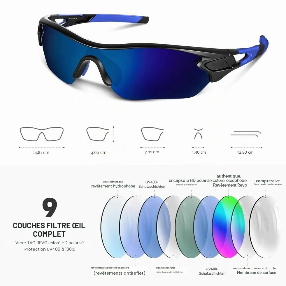 BEACOOL Lunettes de Soleil Sport Polarisées Homme Femme UV400 Protection Cyclisme Velo
