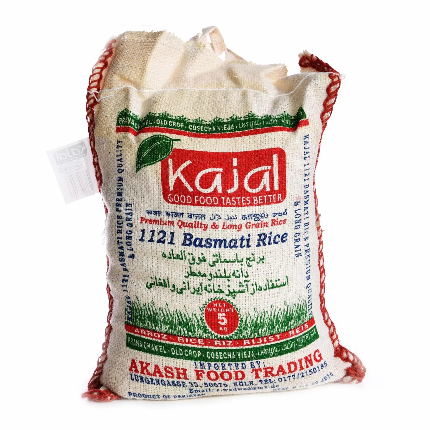 Riz Basmati Kajal Premium 1 x 5kg - Riz premium à grains longs, aromatique et moelleux, idéal pour les plats traditionnels, de haute qualité, sans gluten, végétalien, riche en nutriments