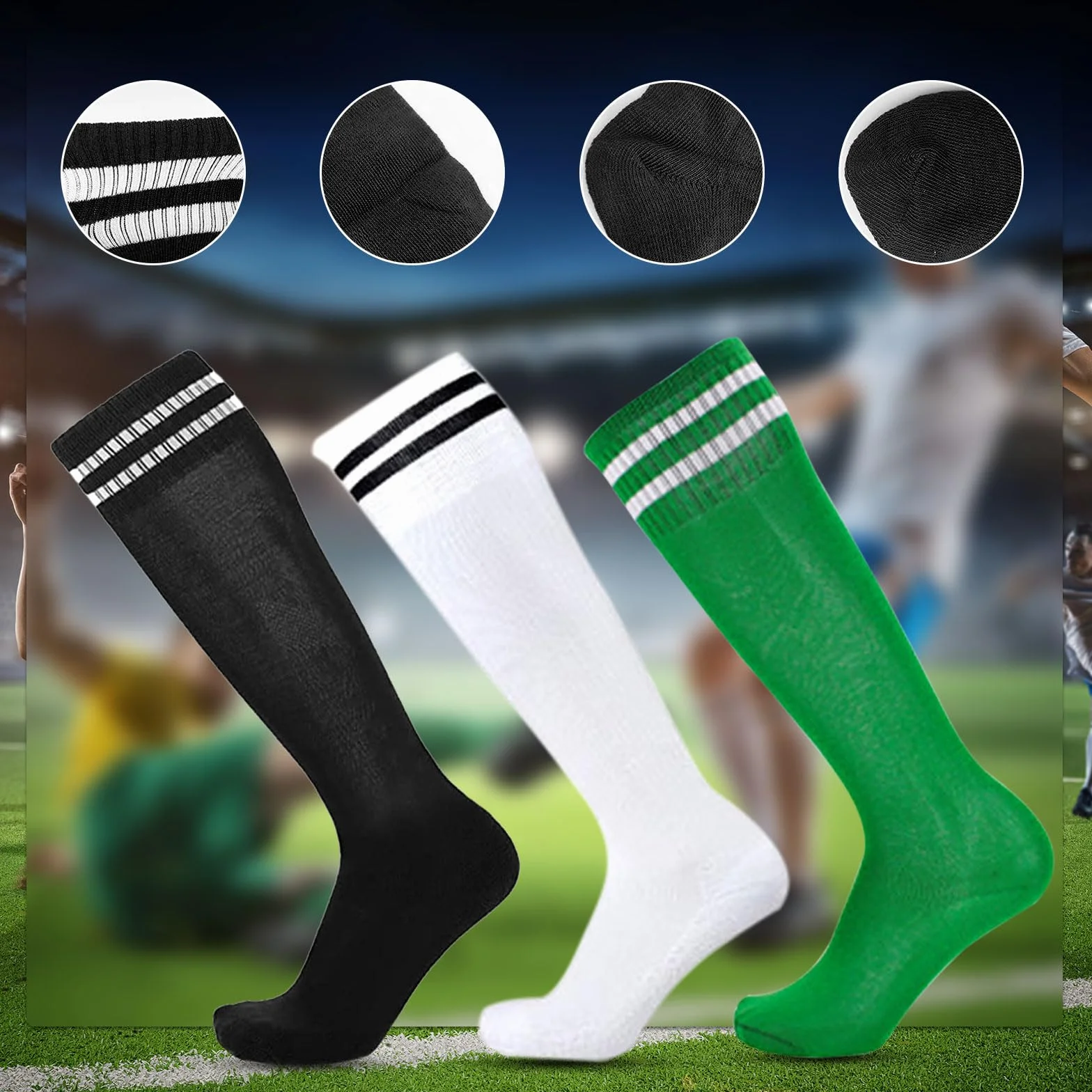 Chaussettes Hautes Foot Enfant 3 Paires Rugby Basket Garçons Filles 5-12 Ans
