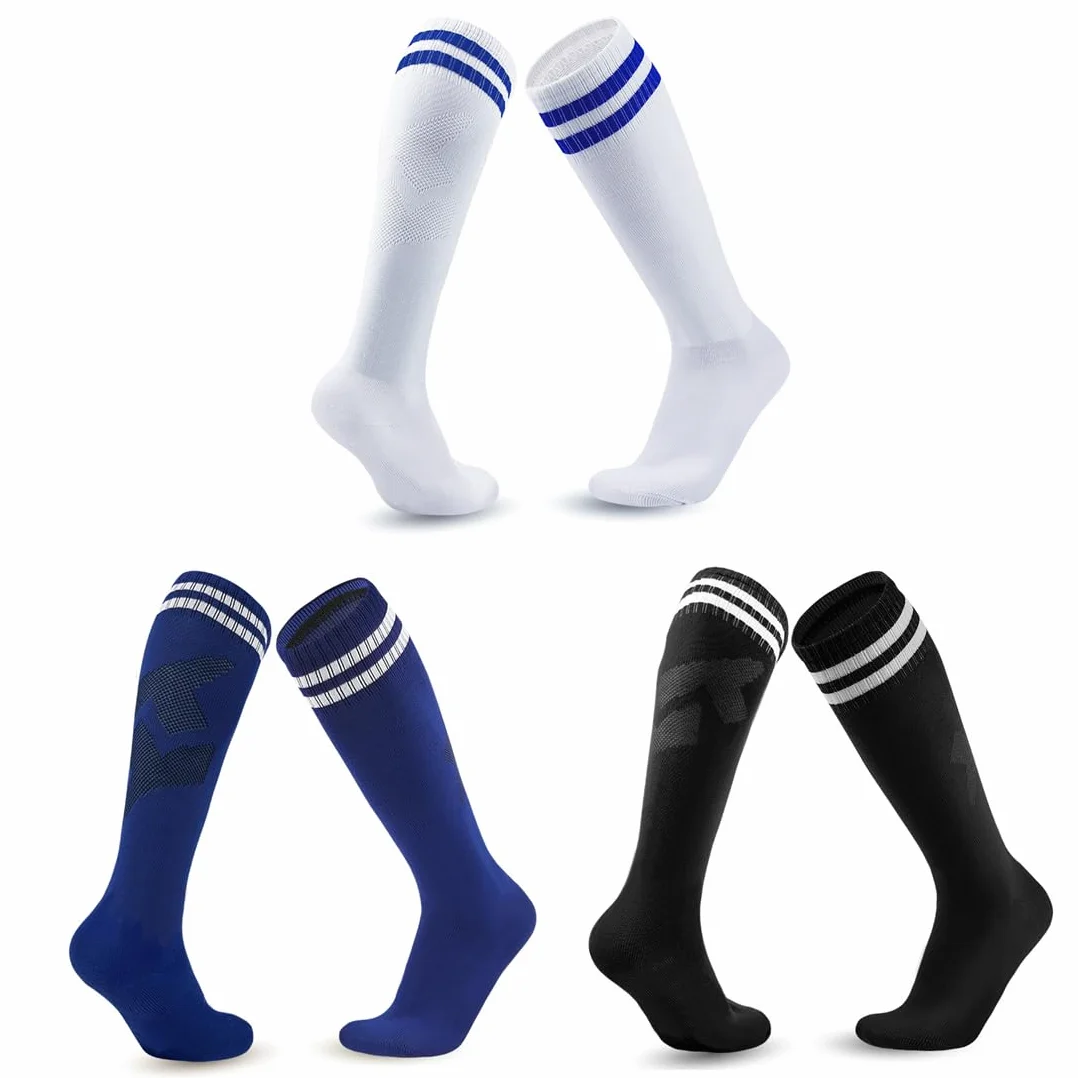 Chaussettes de Football Enfant Antidérapantes 26-34 Bleu Marine Noir Blanc