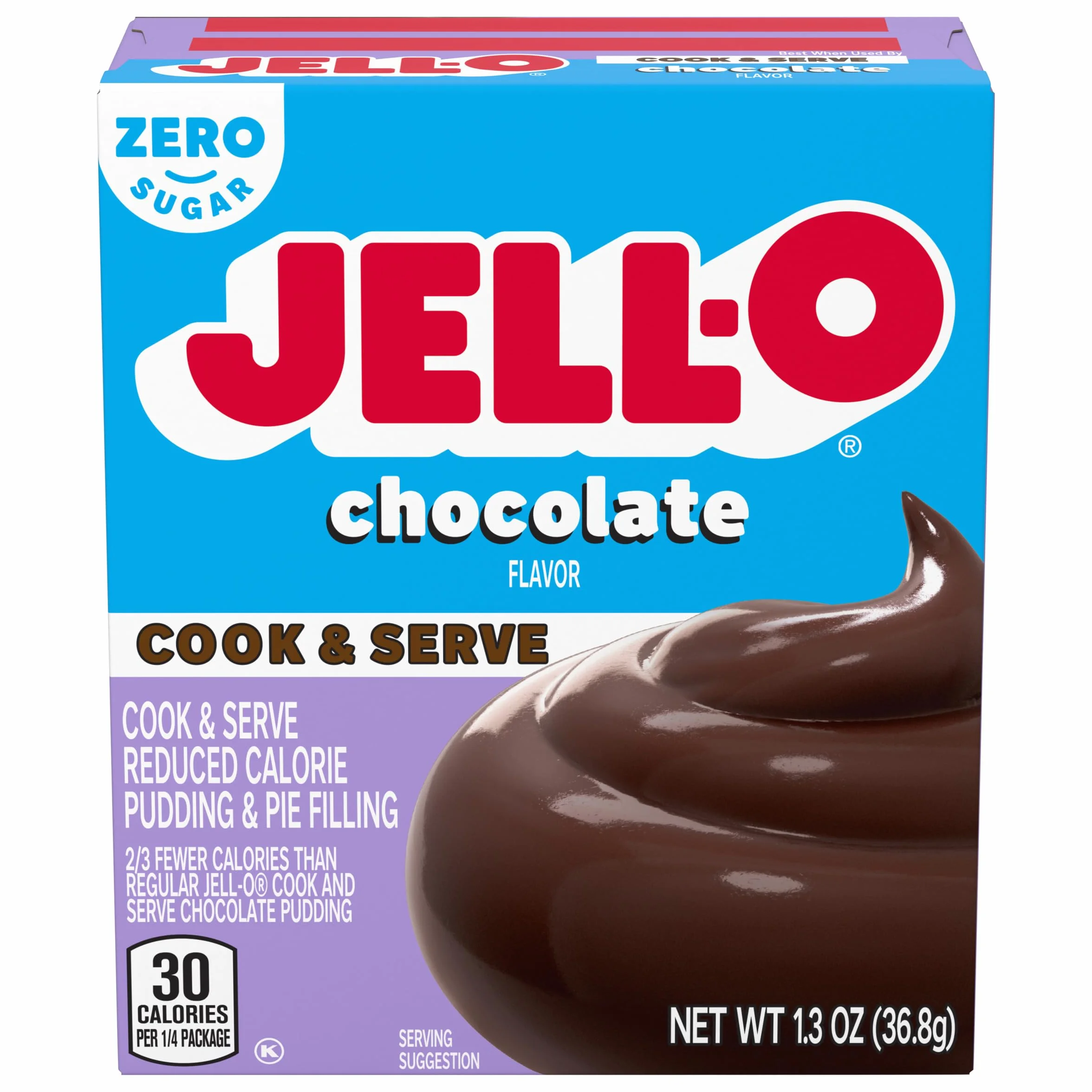 Jell-O Chocolate Pudding, Cook & Serve, Sugar Free, 1.3 oz Box, 4 Packs