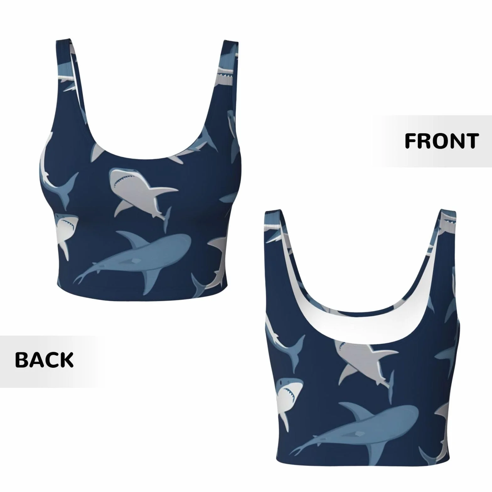 Gilet de sport léger respirant femme imprimé requin bleu