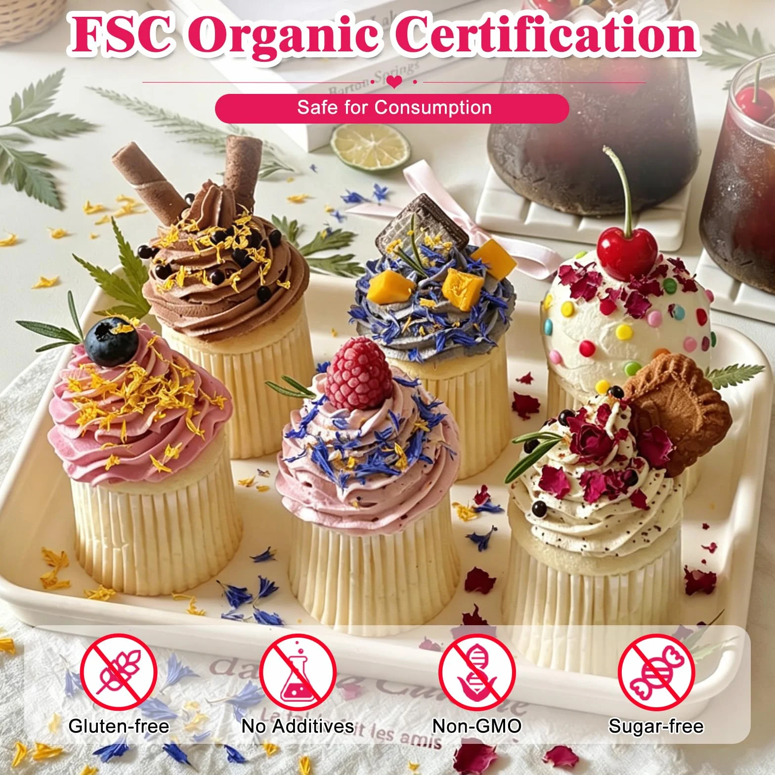 Fleurs Comestibles Bio Sches 15g | Mlange Ptales de Rose,Souci,Bleuet | Dcoration Naturelle Aromatique pour Gateaux,Cocktails,Savons Artisanaux & Bougies | Idal pour Crations Culinaires et DIY
