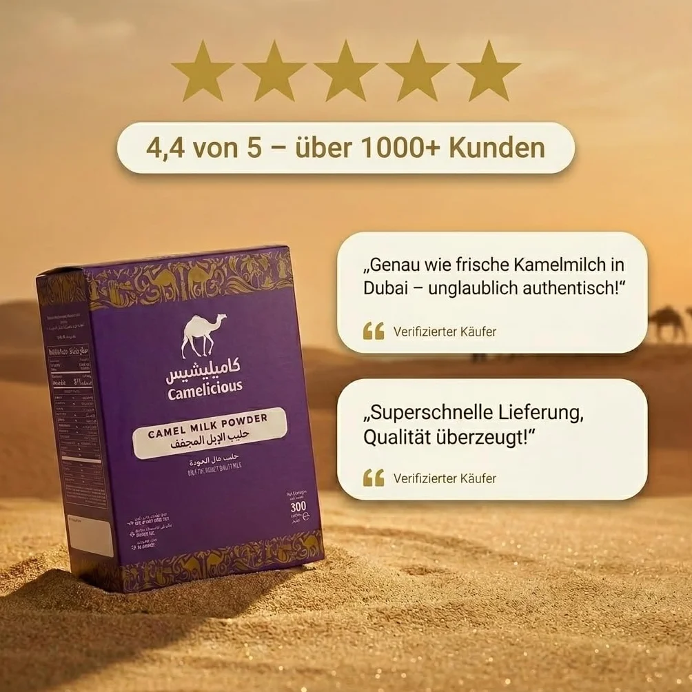 600 g de poudre de lait de chamelle originale (de Dubaï, 2x300 g) - GARANTIE MEILLEUR PRIX - Cure de boisson - Poudre de lait de chamelle (2x300 g)