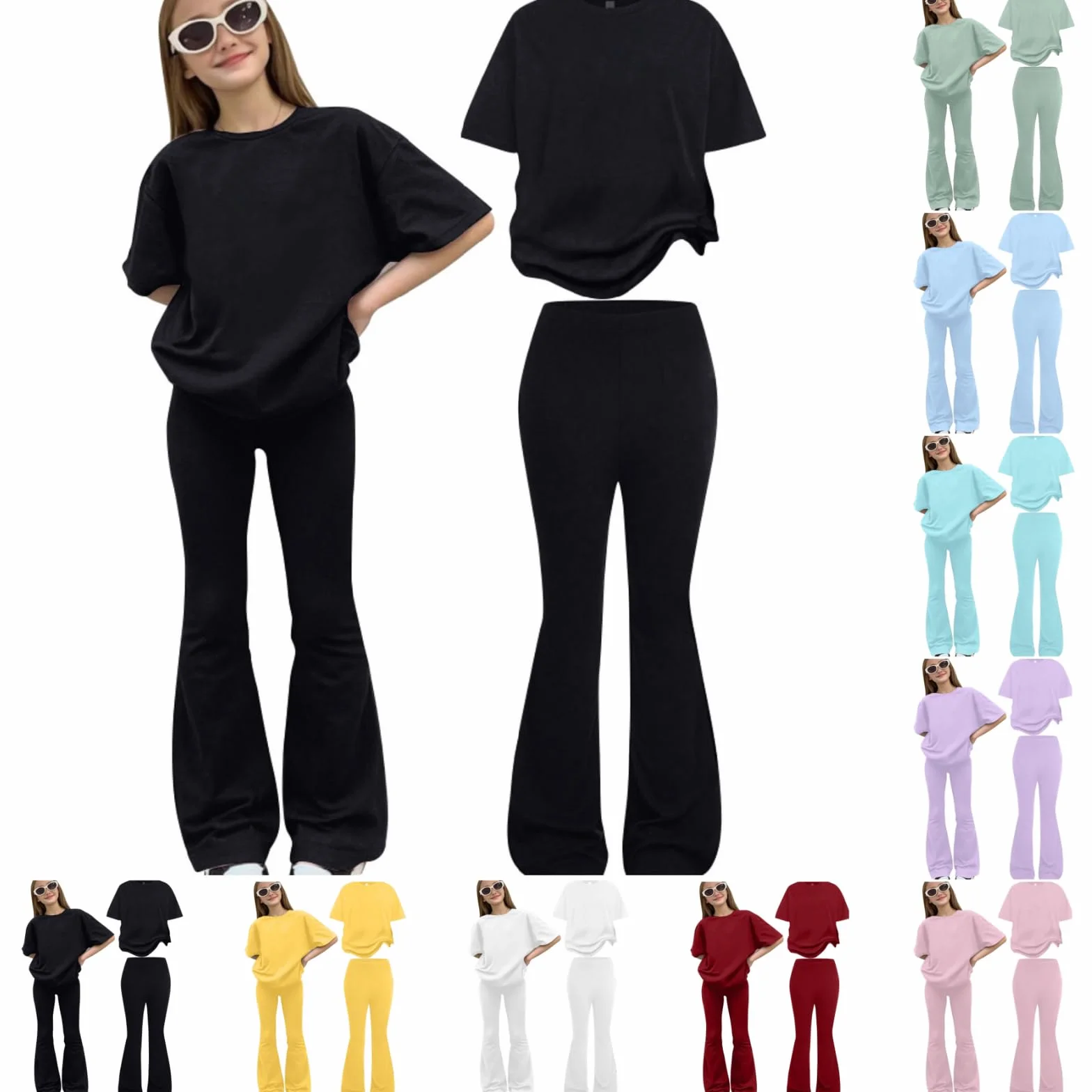 Ensemble Deux Pièces Léger en Maille pour Fille, Haut et Short Assortis, Tenue Quotidienne