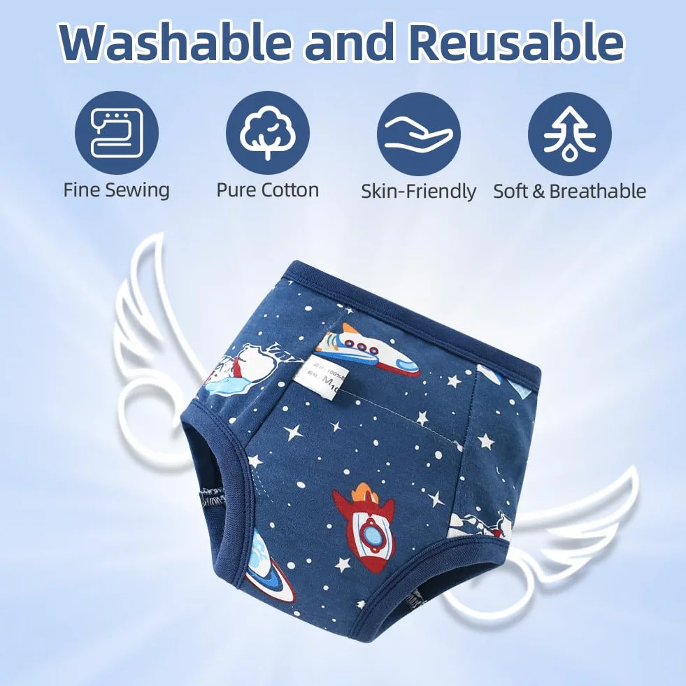 Culotte d'apprentissage lavable pour enfant, 5 pièces, fille et garçon, bébé, bords enveloppés