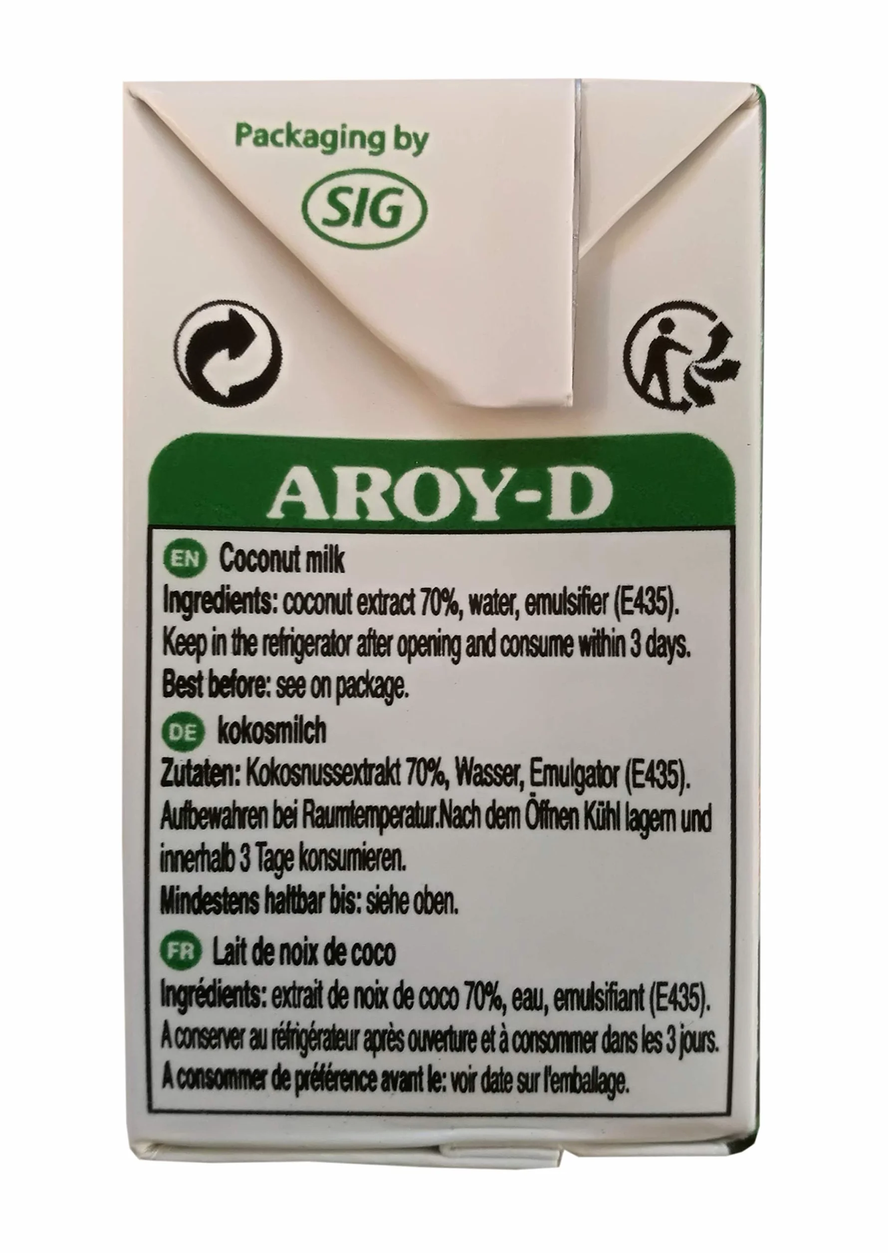 Aroy-D - Lait de coco avec E435, paquet de 12 (12 x 150 ml)