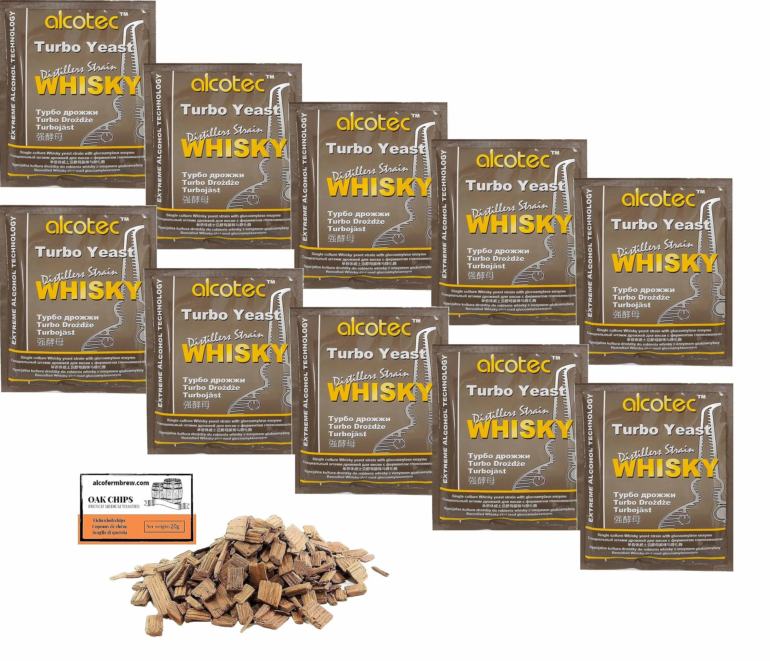 10 x Turbo Levure - Alcotec Whisky 73g, Levure de fermentation, Distillateurs Levure, Levure Rapide, Gnôle Alcool