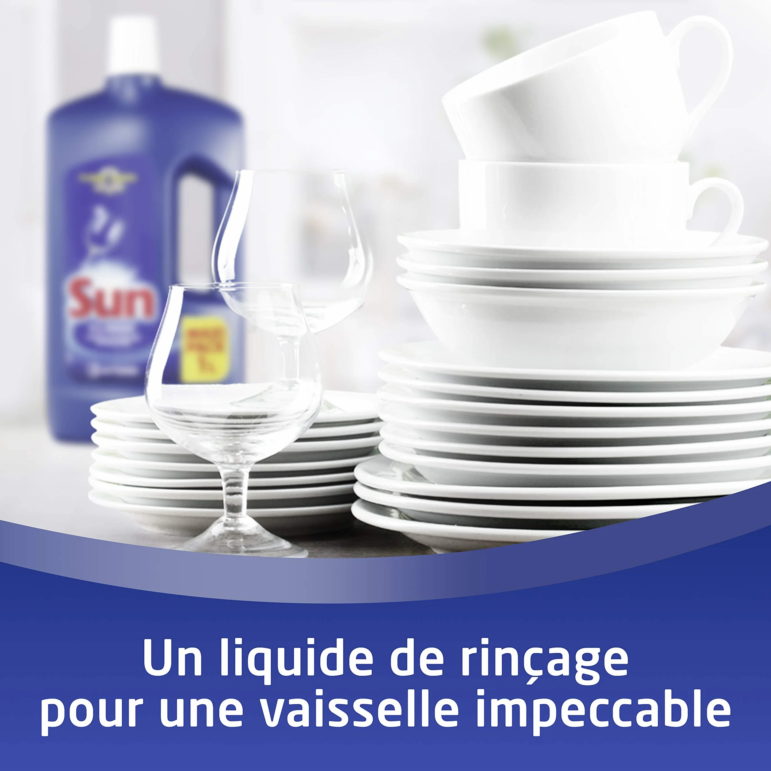 Sun Liquide de Rinçage Lave-Vaisselle Classic Triple Action, Elimine les traces et dépôts, Brillance maximale, Vaisselle impeccable, Lot de 2 x 75 Lavages