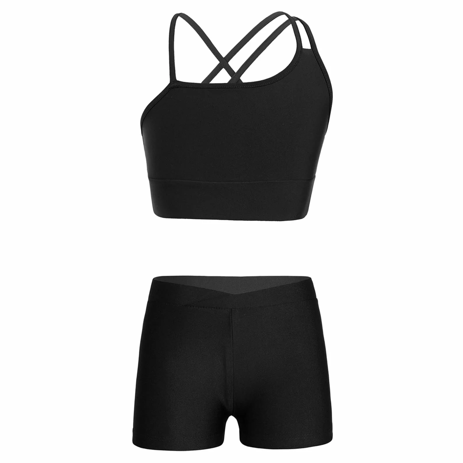 FEESHOW Ensemble Sport Enfant Fille Débardeur sans Manche Brassière Crop Top Short Bain Natation