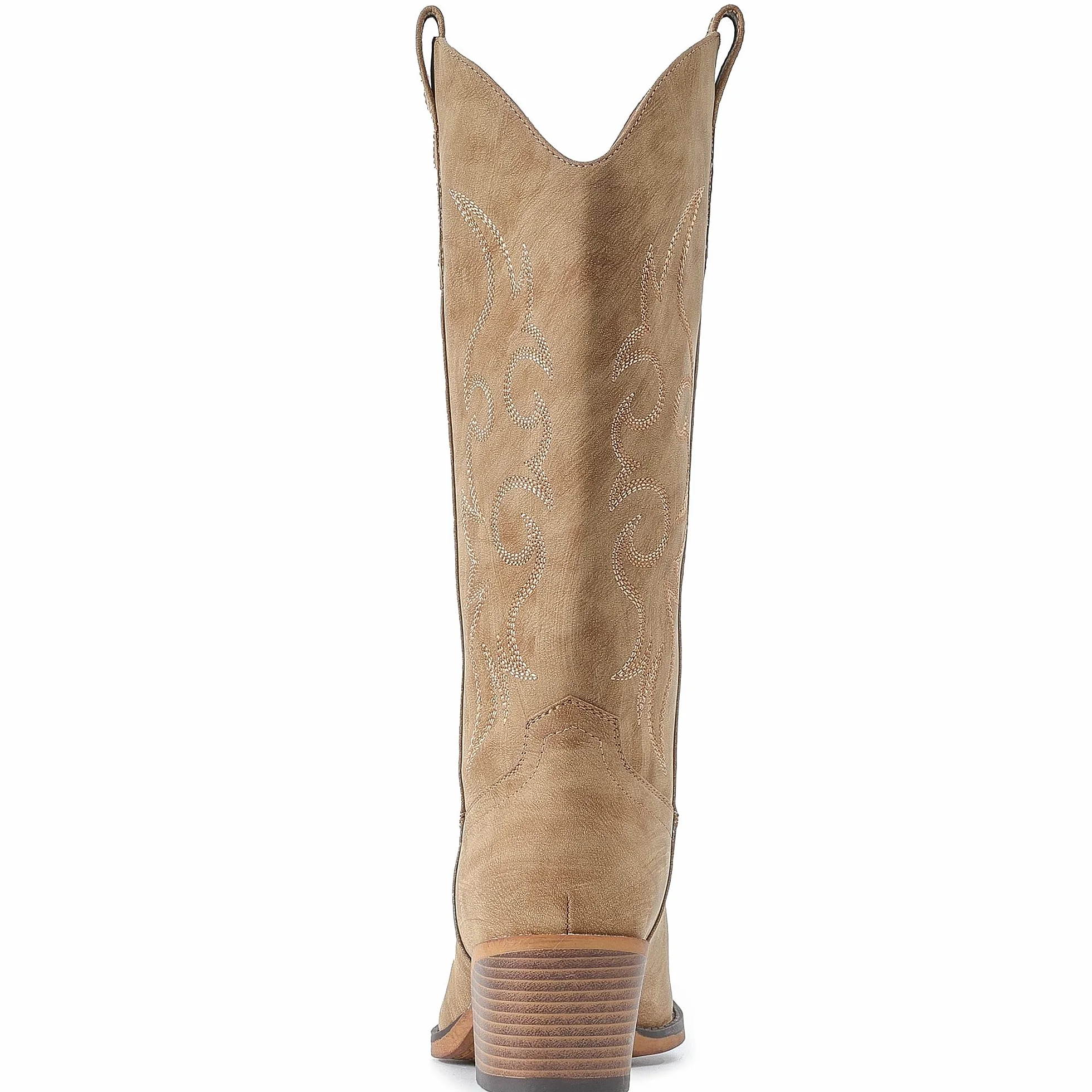 IUV Bottes de cowboy pour femme occidentales mi-mollet talon épais