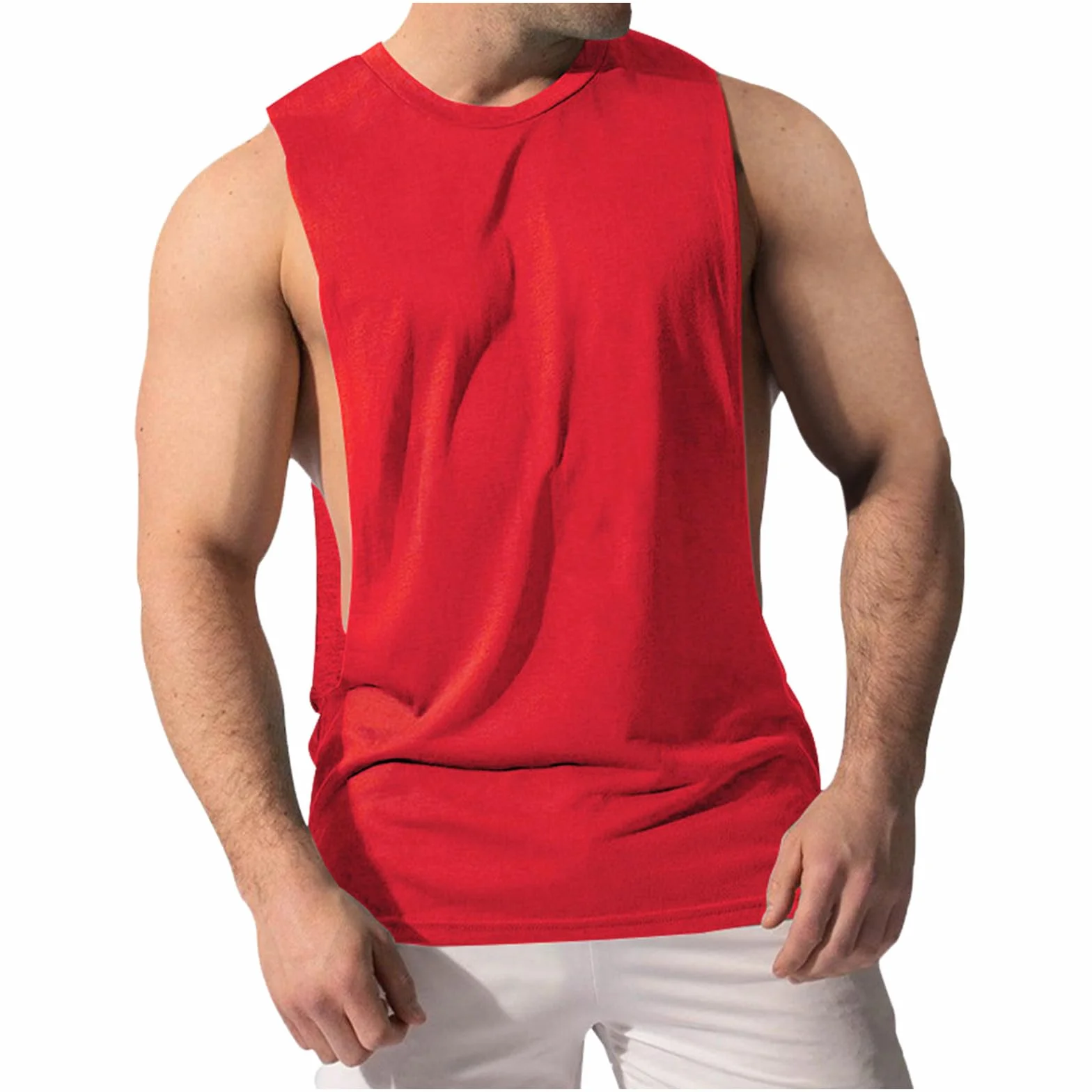 Débardeur Homme Grande Taille - Haut sans Manche Couleur Unie Tank Top Ample Fitness Gym Extérieur