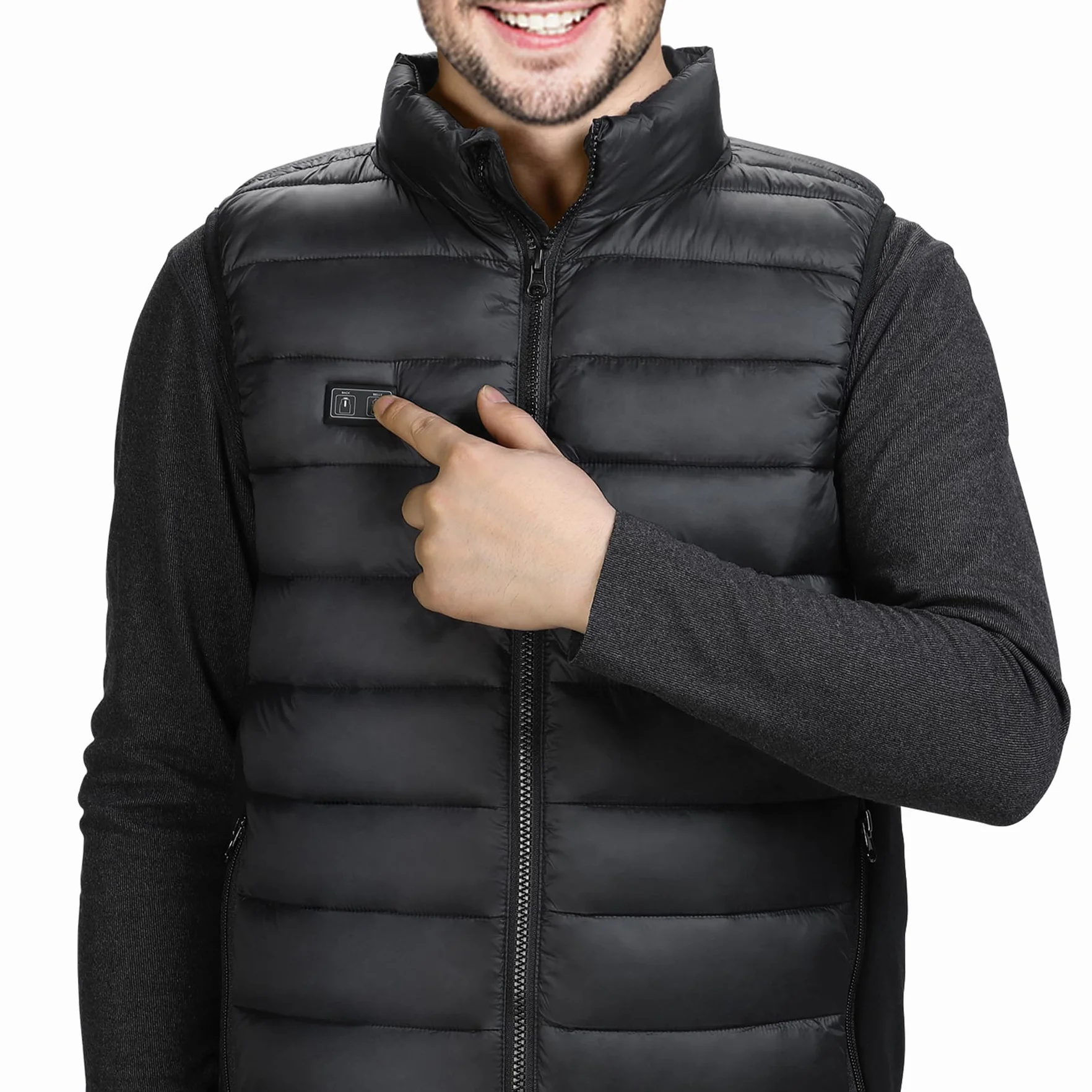 Veste Sans Manche Chauffante Homme 10000 mAh 3 Niveaux 4 Zones Chauffage