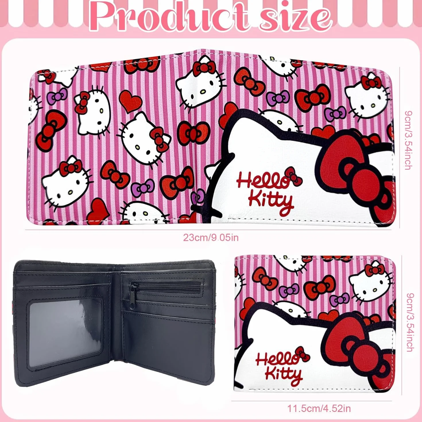 dcas Portefeuille Anime Cartoon PU Cuir Pliant Kawaii Filles Enfant (4,5 x 3,5 Pouces)
