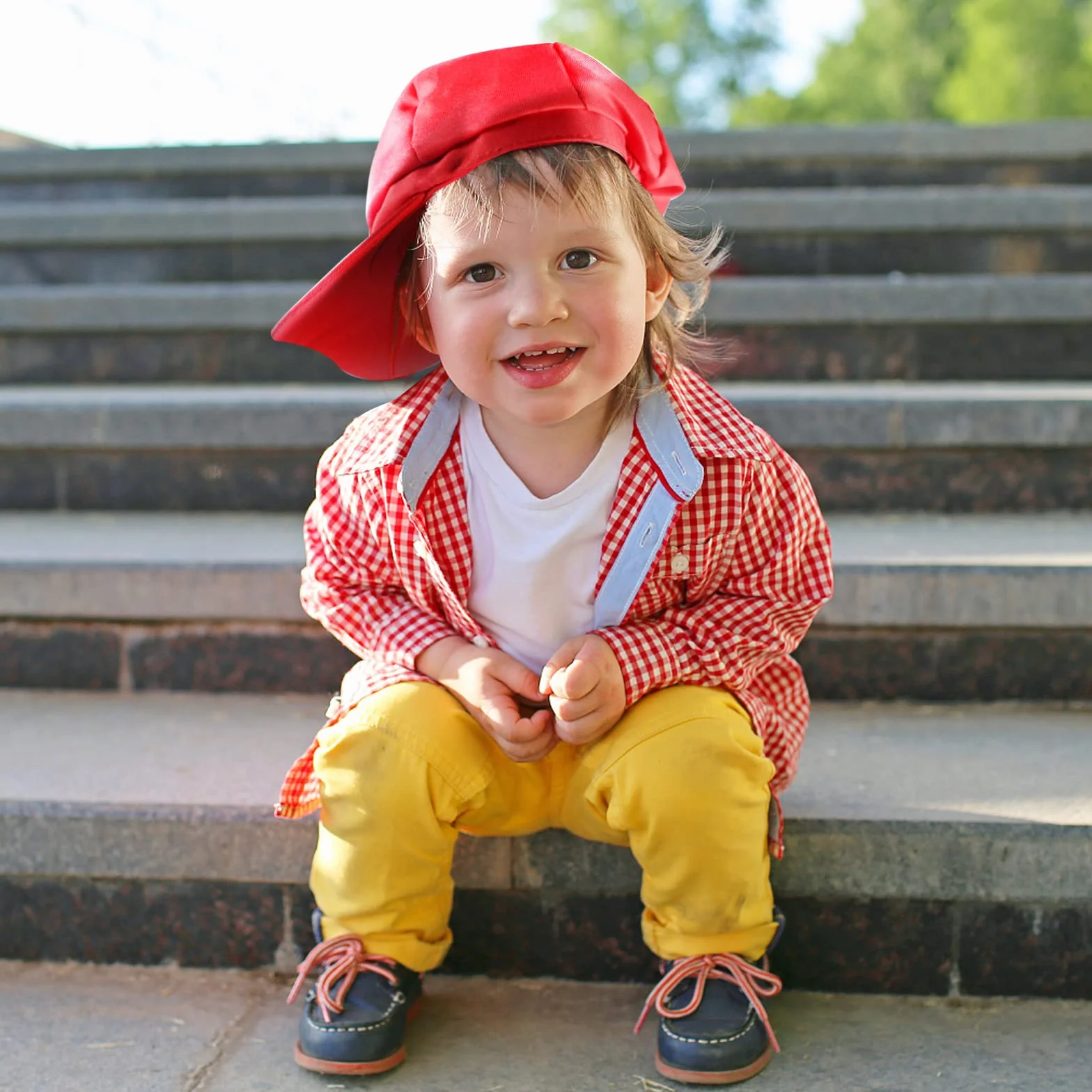 Lot de 2 casquettes de baseball Mari pour enfants rouge + vert
