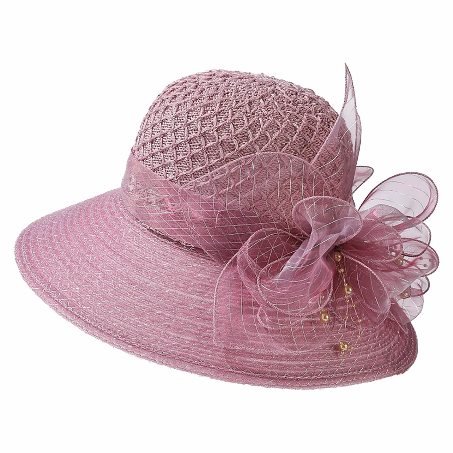 Chapeau de soleil en dentelle pour femme à large bord respirant protection solaire église thé mariage