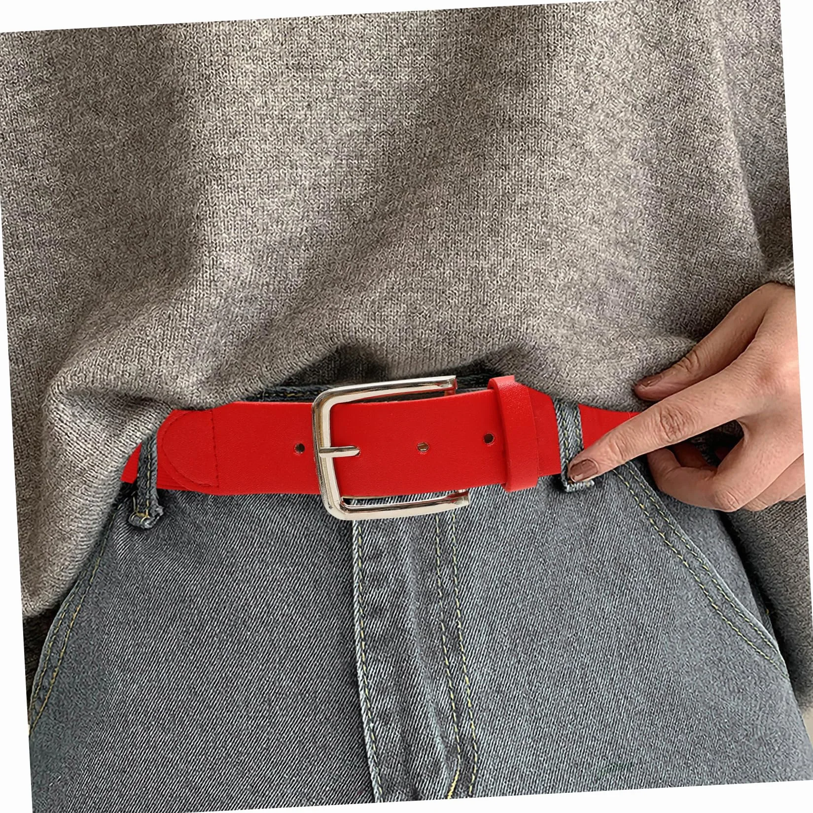 Ceinture de baseball réglable en cuir synthétique élastique avec anneau en métal inoxydable