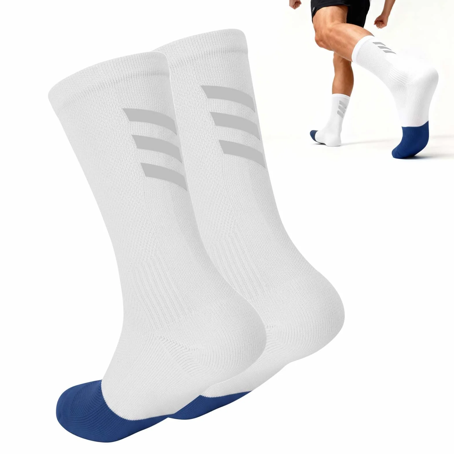 Chaussettes de Compression pour Hommes 40-44, Chaussettes Cyclisme Respirantes, Chaussettes Techniques Sport Longues Sans Coutures