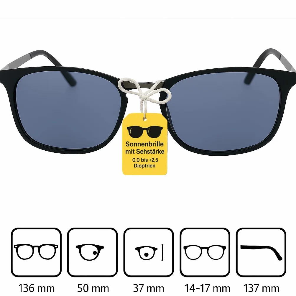 Lunettes de Soleil de Lecture Rectangles Tendance Monture Plastique Branches Métal Noir