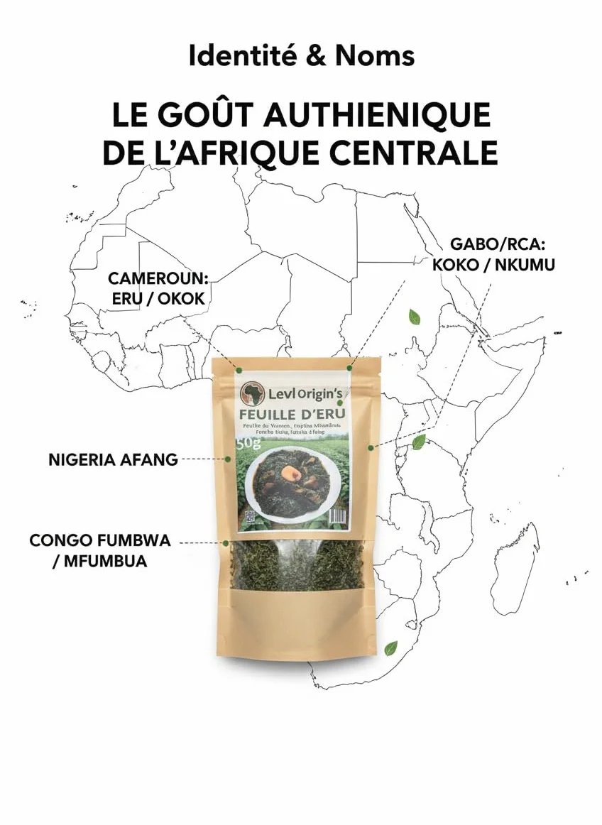 Feuilles de Eru Africaines Séchées, Légume Traditionnel Okok, 50 Grammes, Feuilles Naturelles